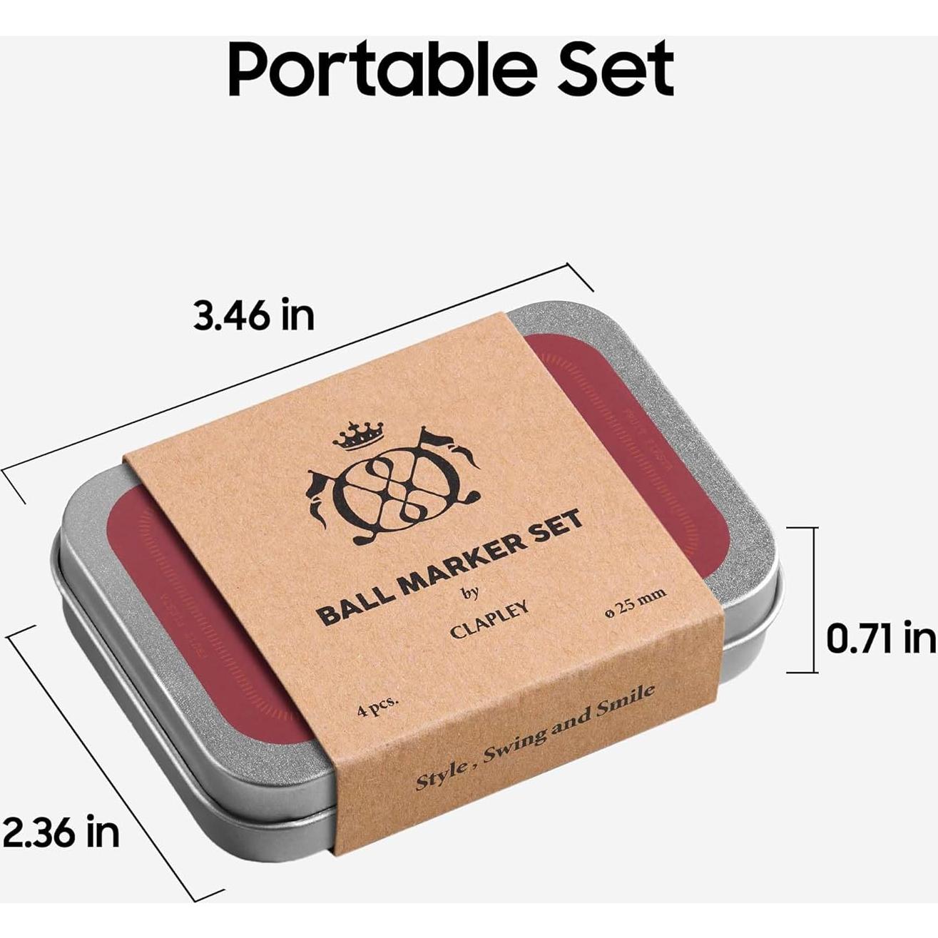 Marcadores de Pelota CLAPLEY Golf Acero Inoxidable 4 Piezas
