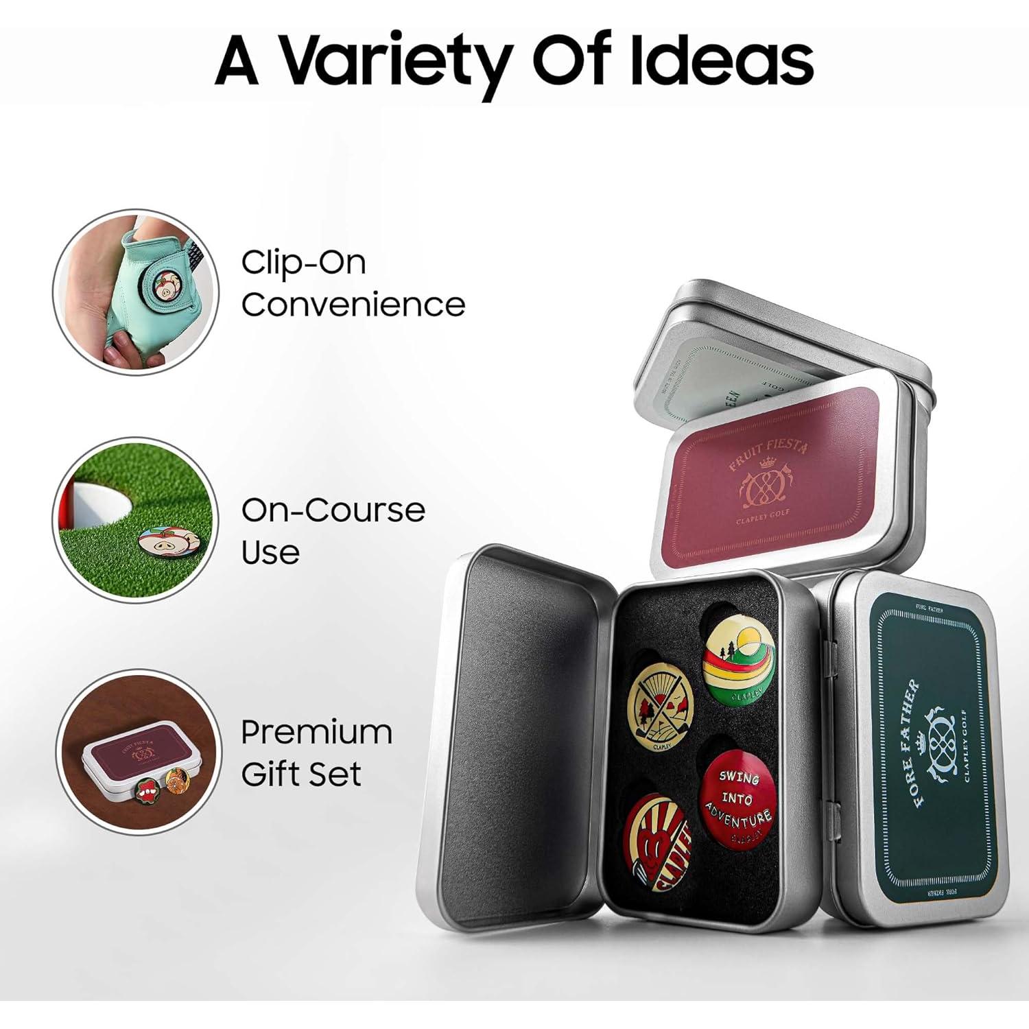Marcadores de Pelota CLAPLEY Golf Acero Inoxidable 4 Piezas