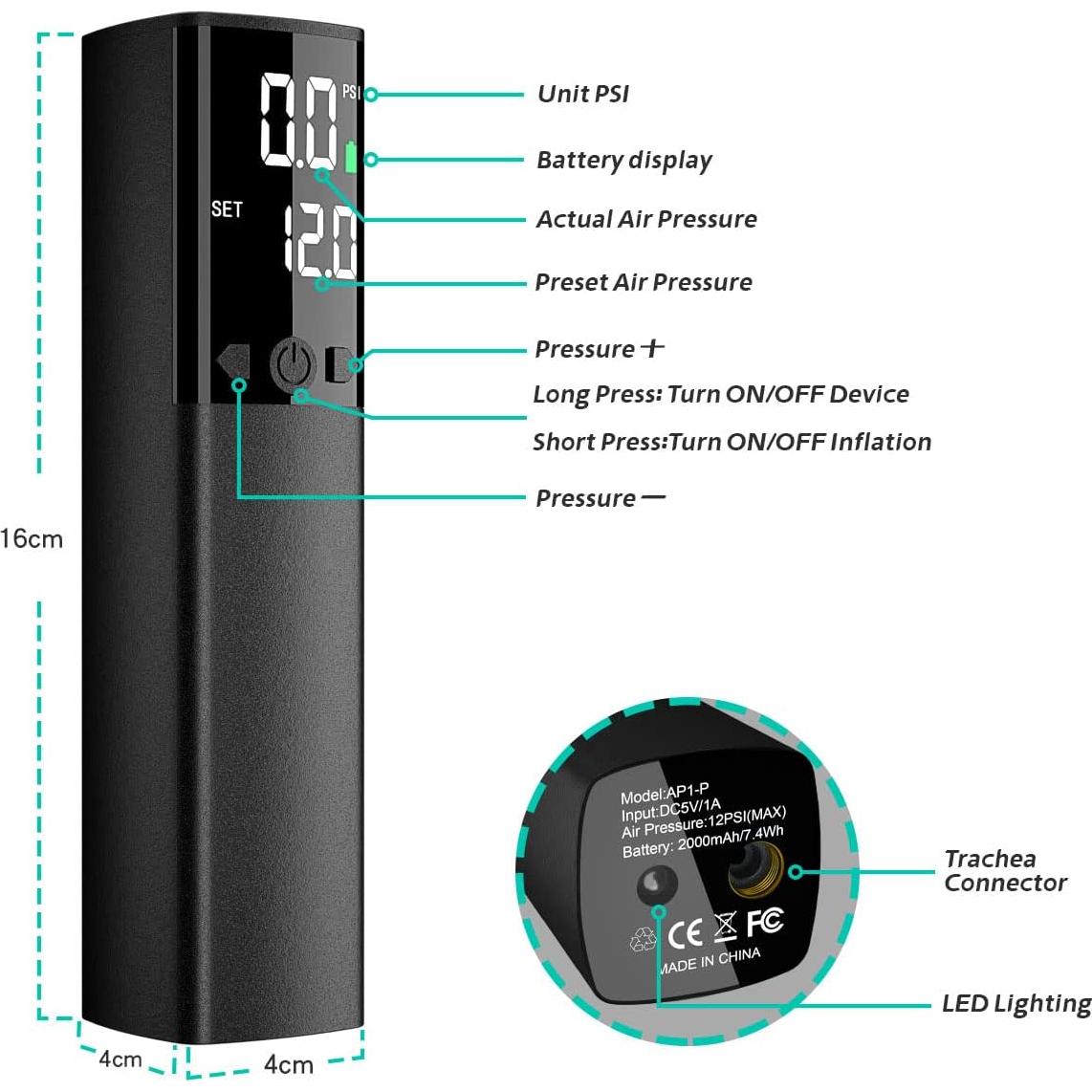Bomba de Pelotas Eléctrica Genérico BP con Manómetro y LED