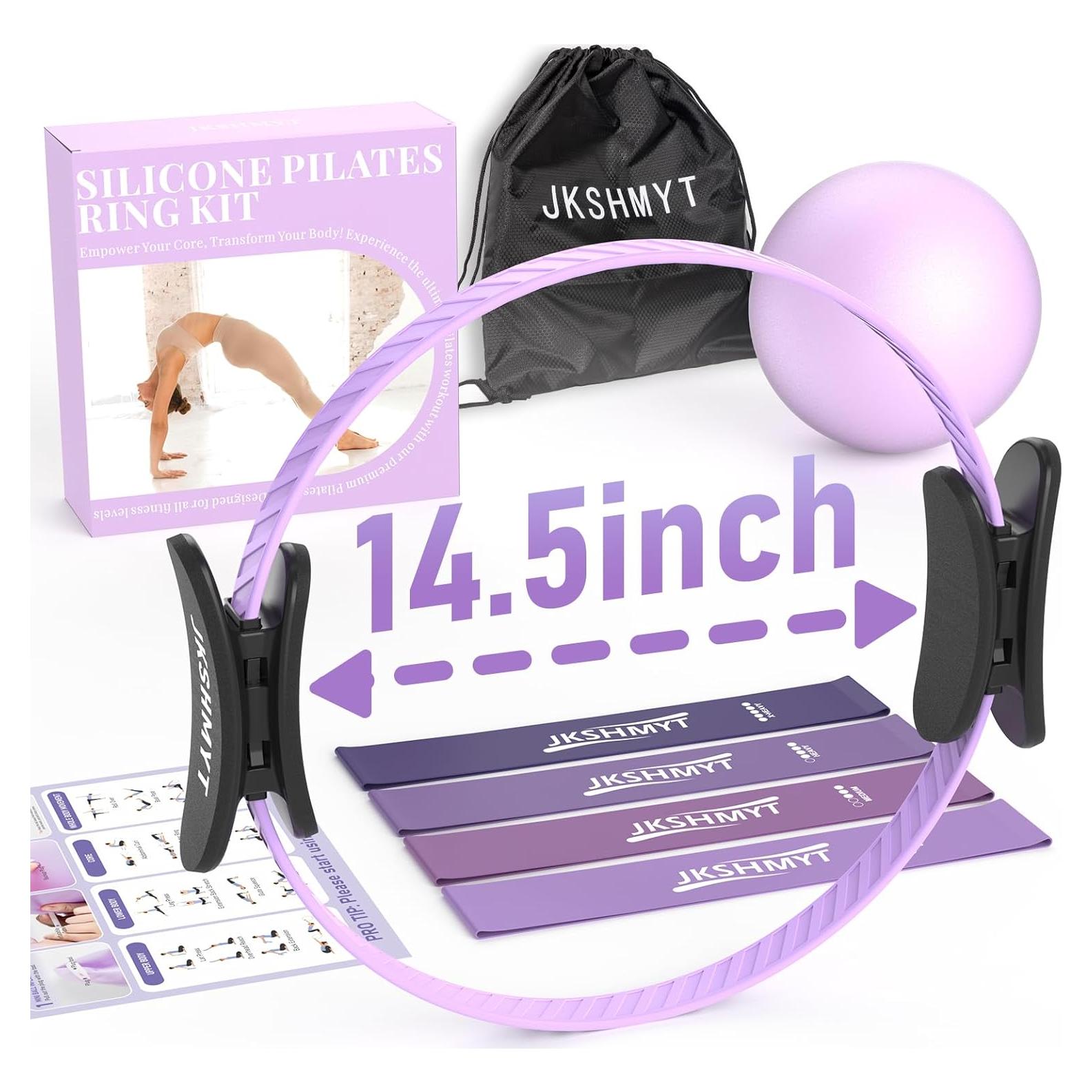 Kit de Pilates JKSHMYT - Anillo 36.83 cm, 4 Bandas, Pelota