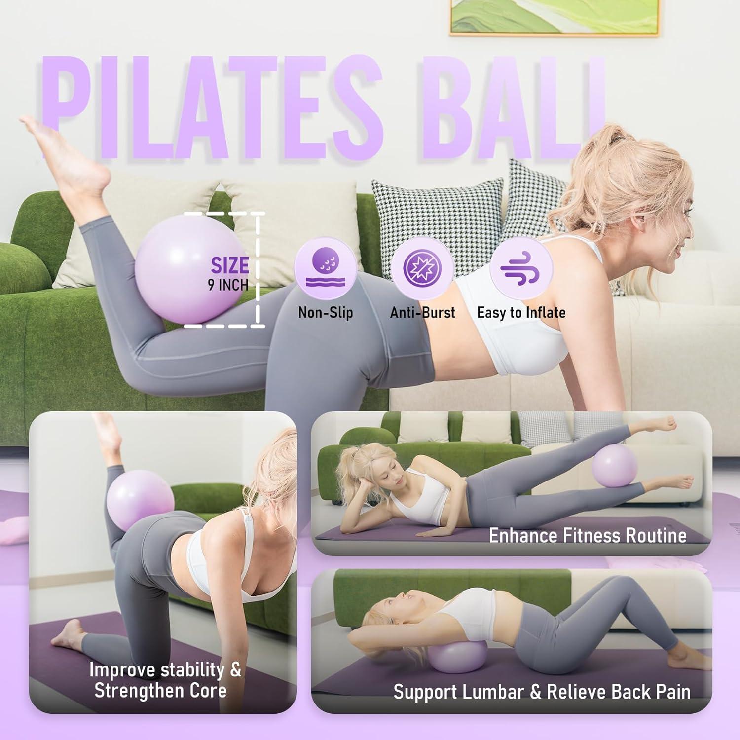 Kit de Pilates JKSHMYT - Anillo 36.83 cm, 4 Bandas, Pelota