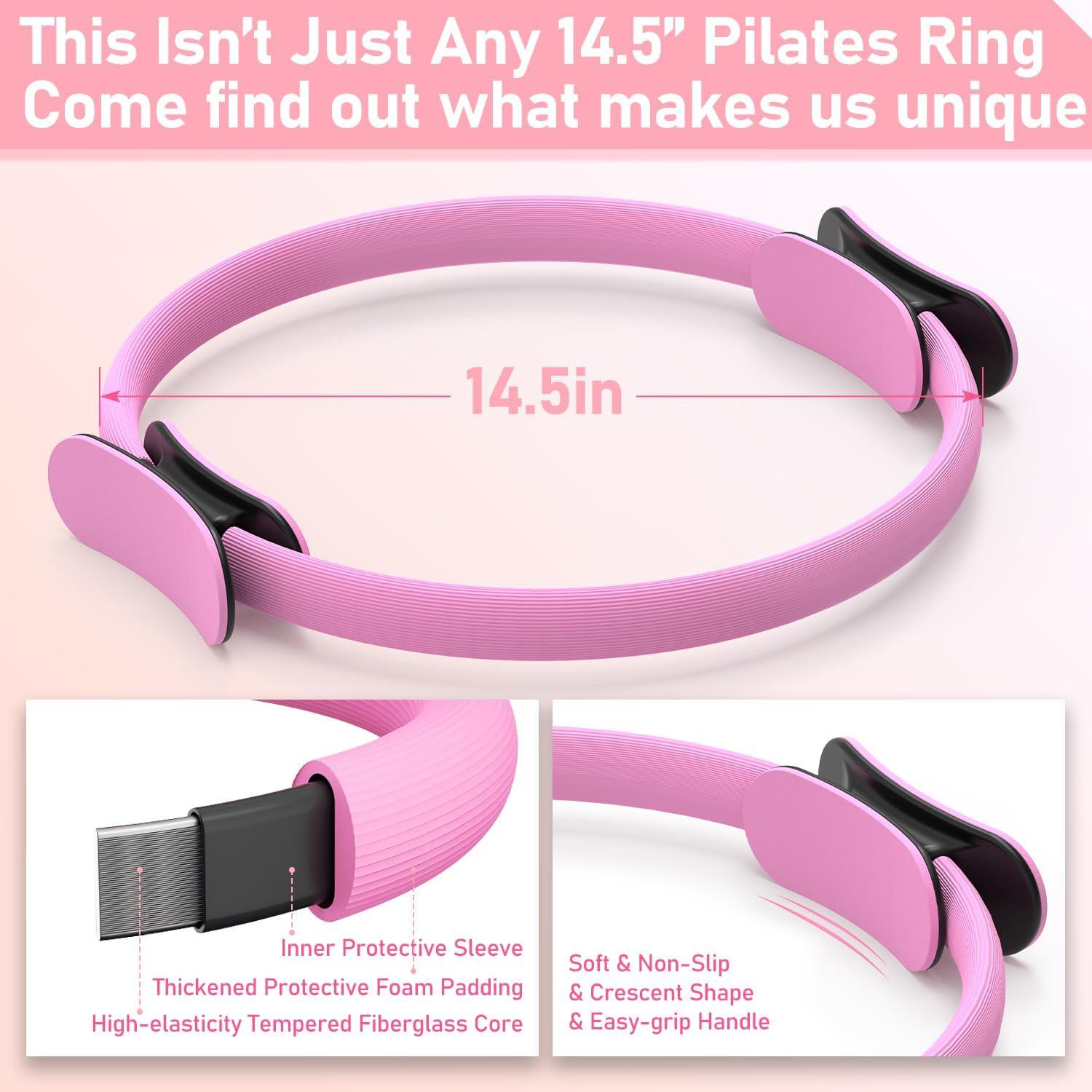 Kit de Pilates Jollcma Rosa 01 con Anillo, Pelota y Bandas