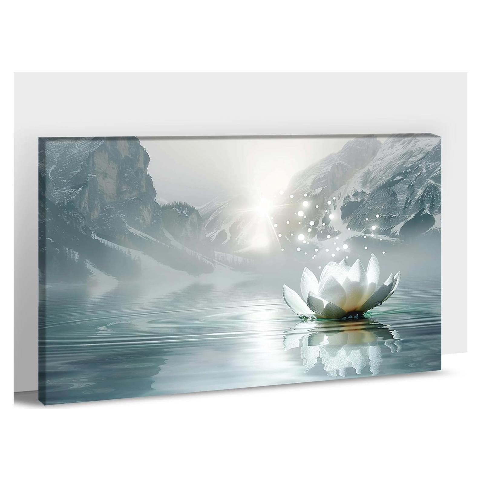 Arte de Pared Flor de Loto Zen Lienzo 45x60 cm Enmarcado