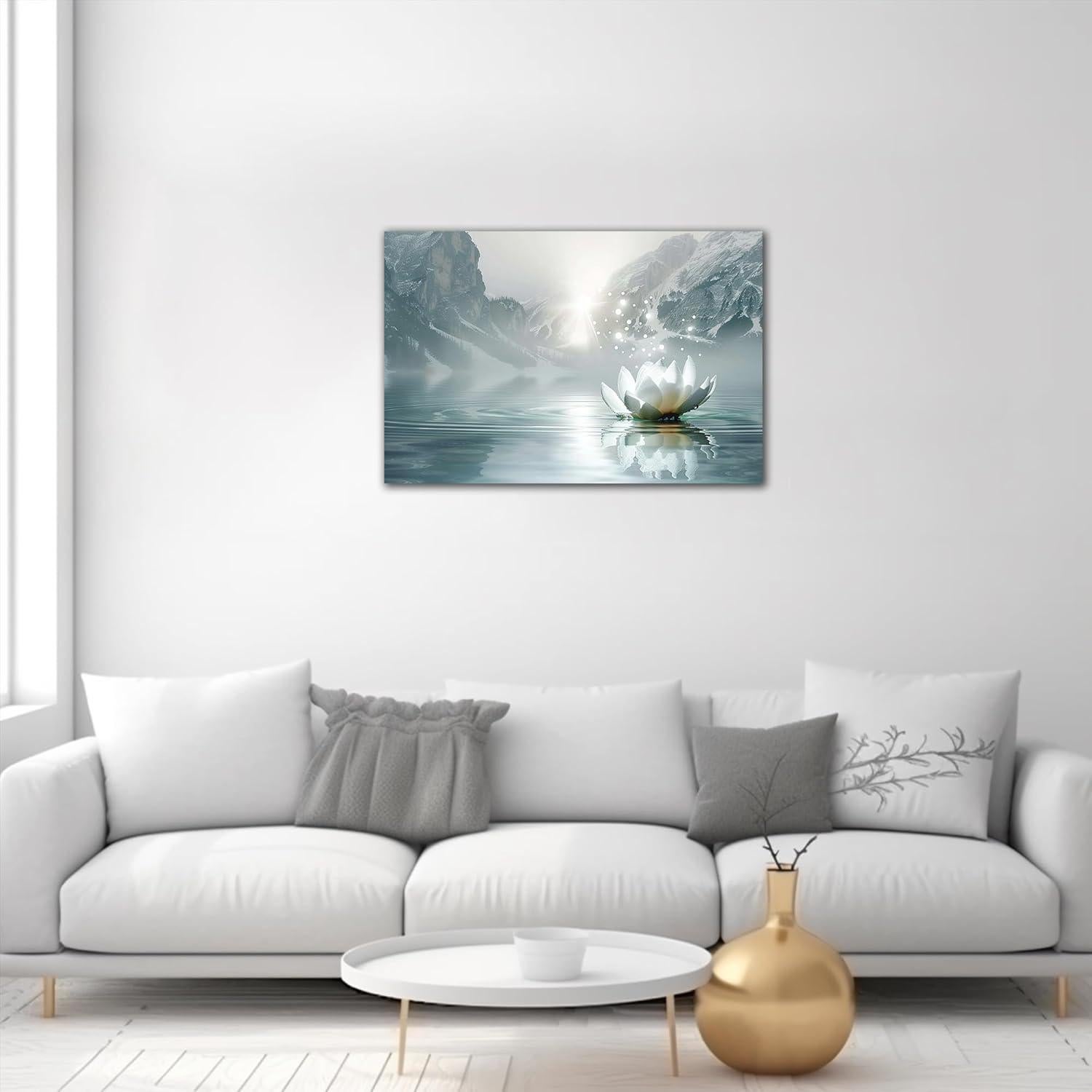 Arte de Pared Flor de Loto Zen Lienzo 45x60 cm Enmarcado