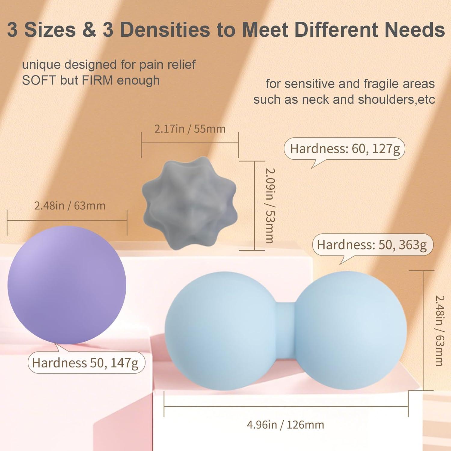 Juego de Pelotas de Masaje JIEJUNJIE - 3 Silicona Terapia