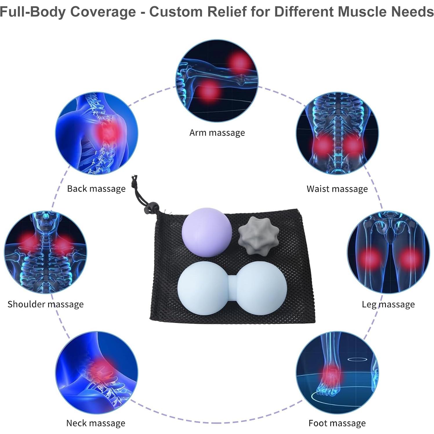 Juego de Pelotas de Masaje JIEJUNJIE - 3 Silicona Terapia