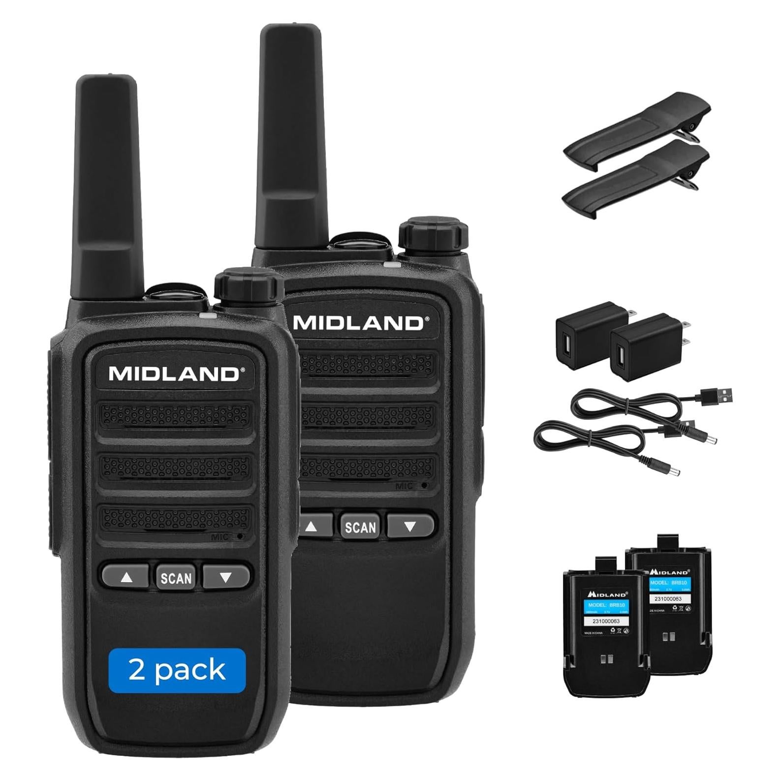 Walkie Talkies Midland BR10 FRS 2-Pack 2W Recargables