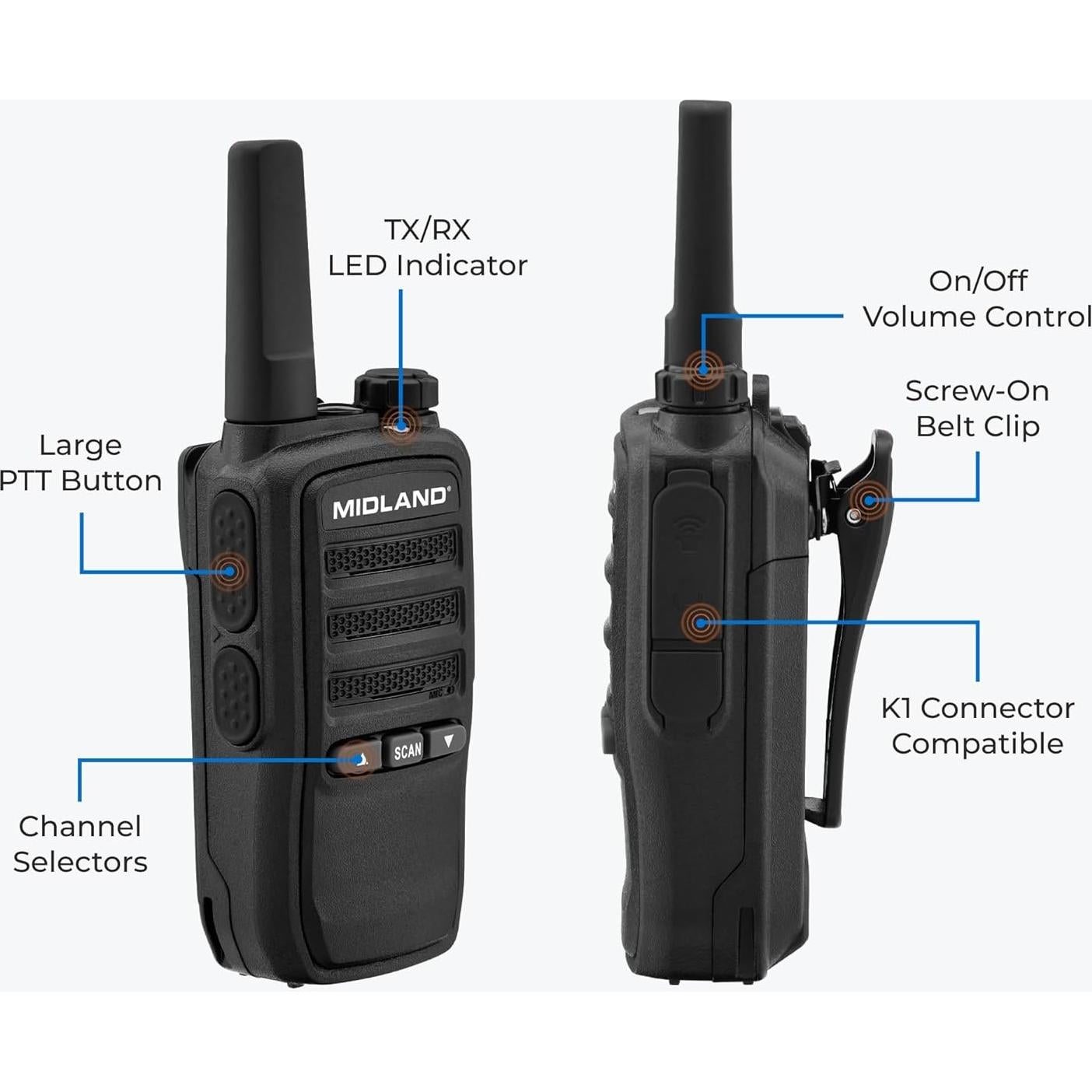 Walkie Talkies Midland BR10 FRS 2-Pack 2W Recargables