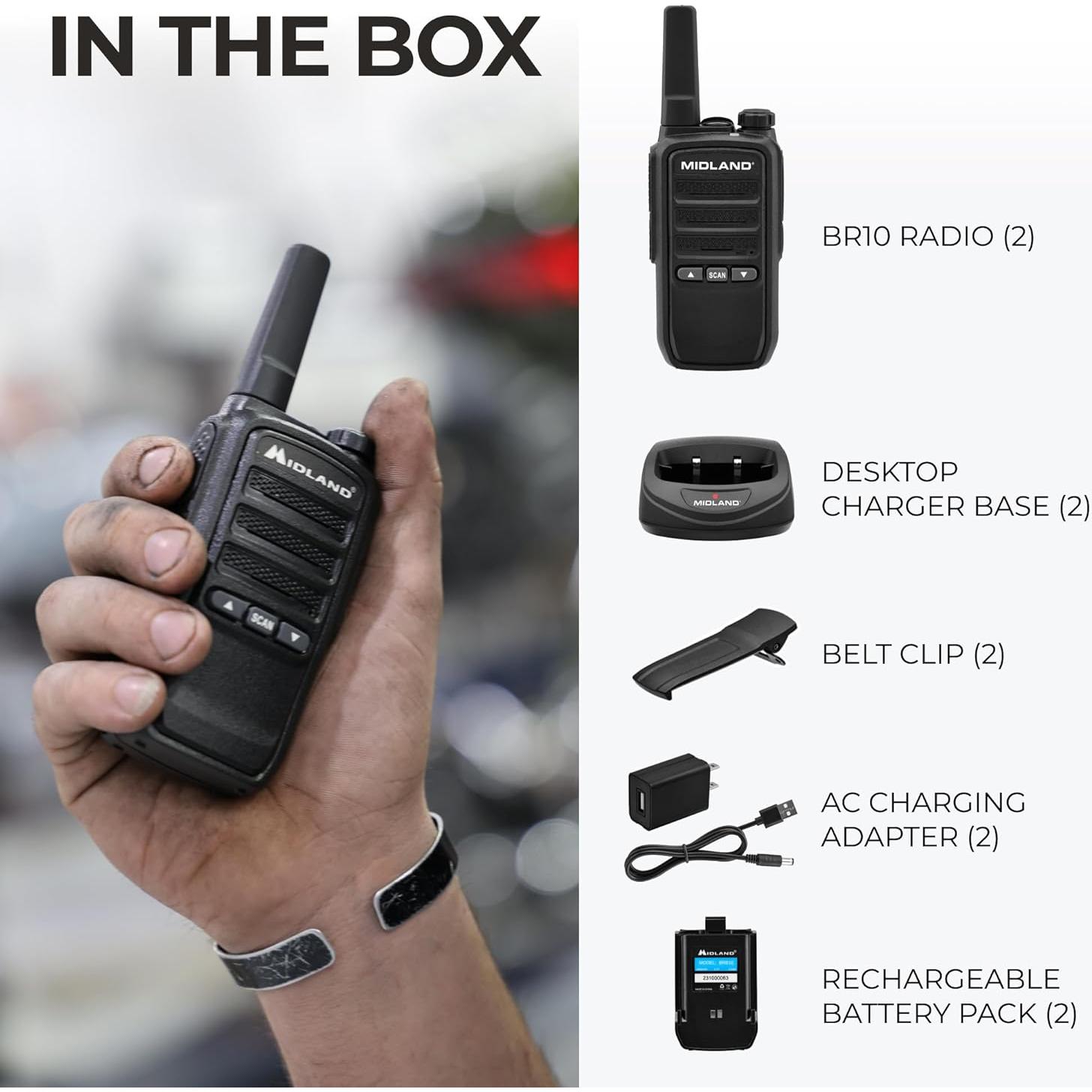 Walkie Talkies Midland BR10 FRS 2-Pack 2W Recargables