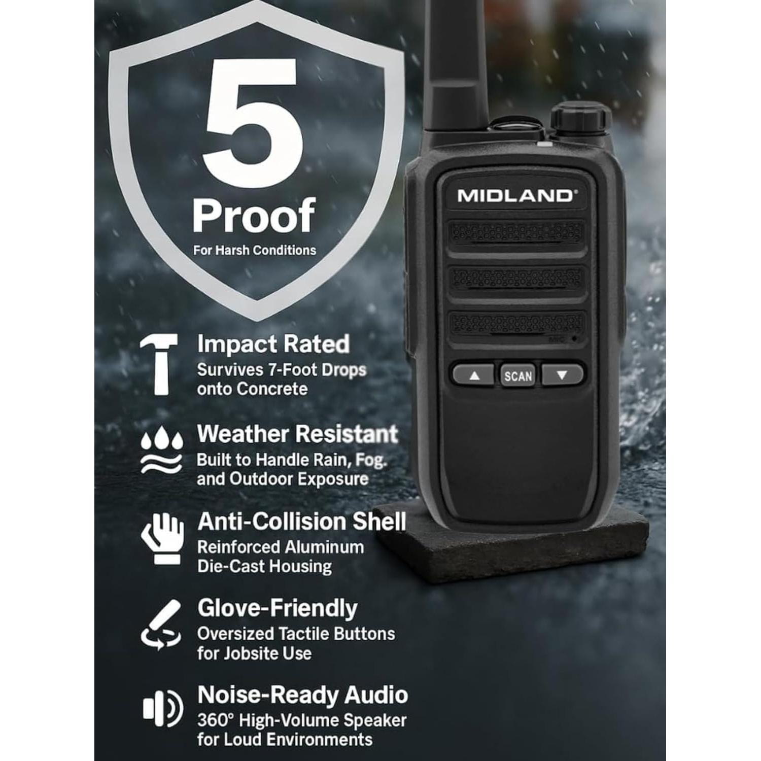 Walkie Talkies Midland BR10 FRS 2-Pack 2W Recargables