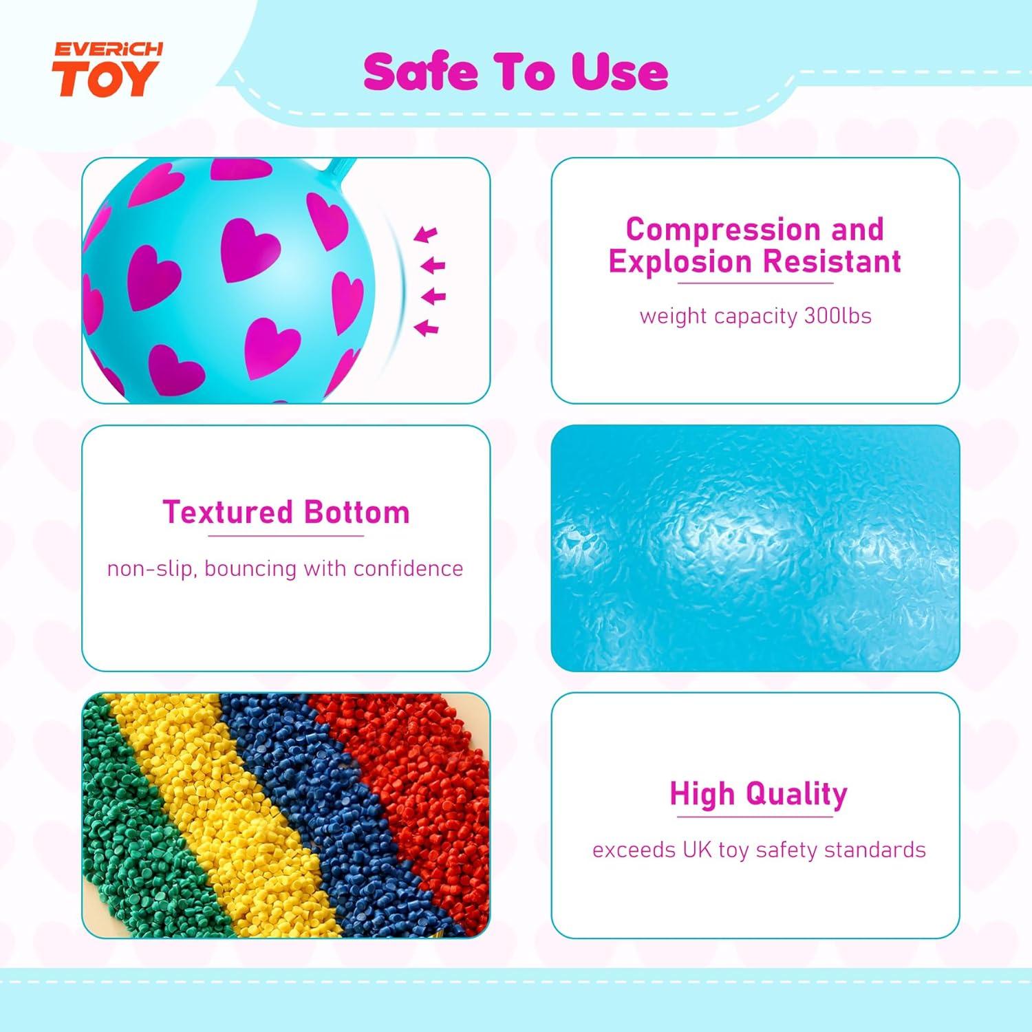 Bola Saltarina EVERICH 40cm Corazón Azul para Niños 3-6 años