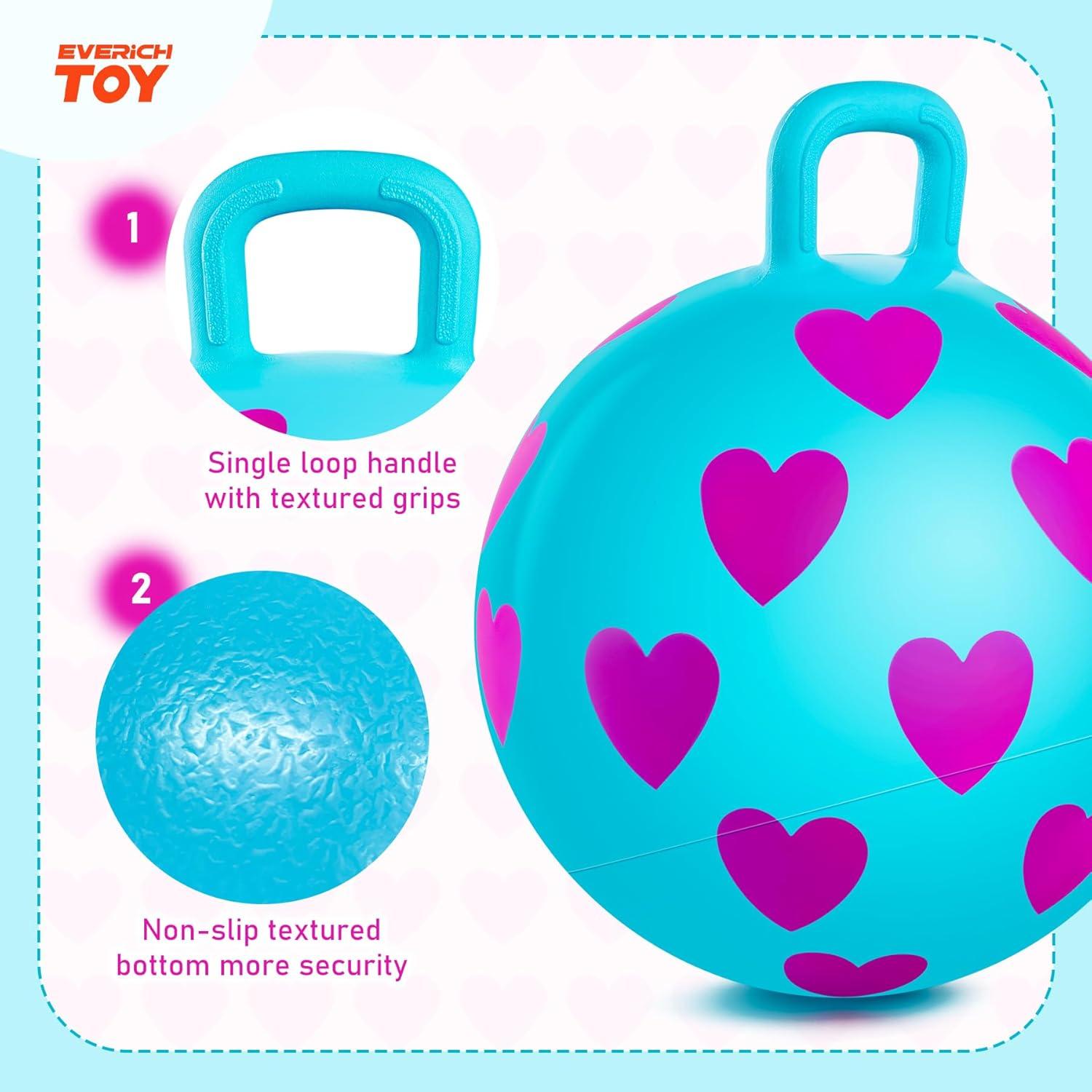 Bola Saltarina EVERICH 40cm Corazón Azul para Niños 3-6 años