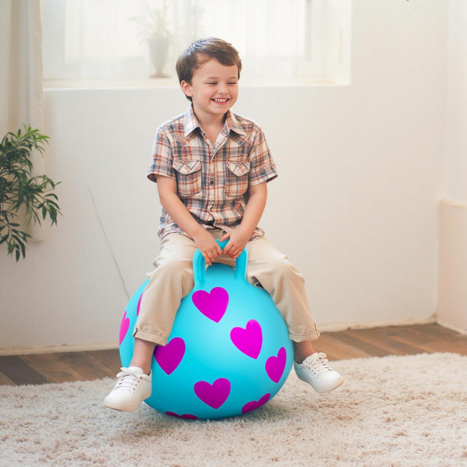 Bola Saltarina EVERICH 40cm Corazón Azul para Niños 3-6 años