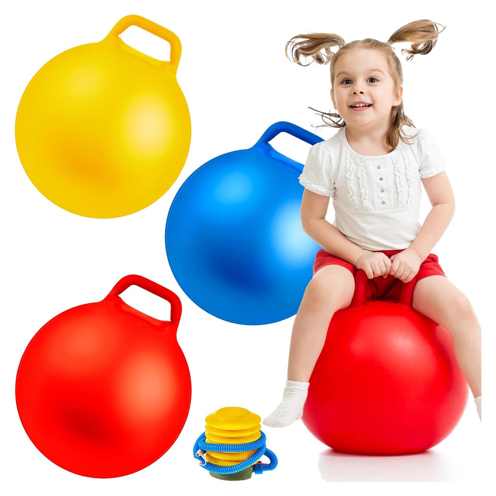 Bola Saltarina Inflable Lewtemi 45 cm con Mangos - 3 Pcs