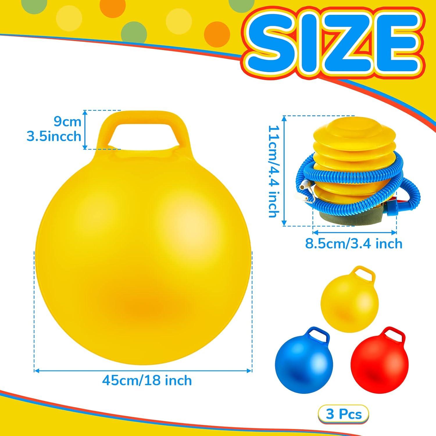 Bola Saltarina Inflable Lewtemi 45 cm con Mangos - 3 Pcs