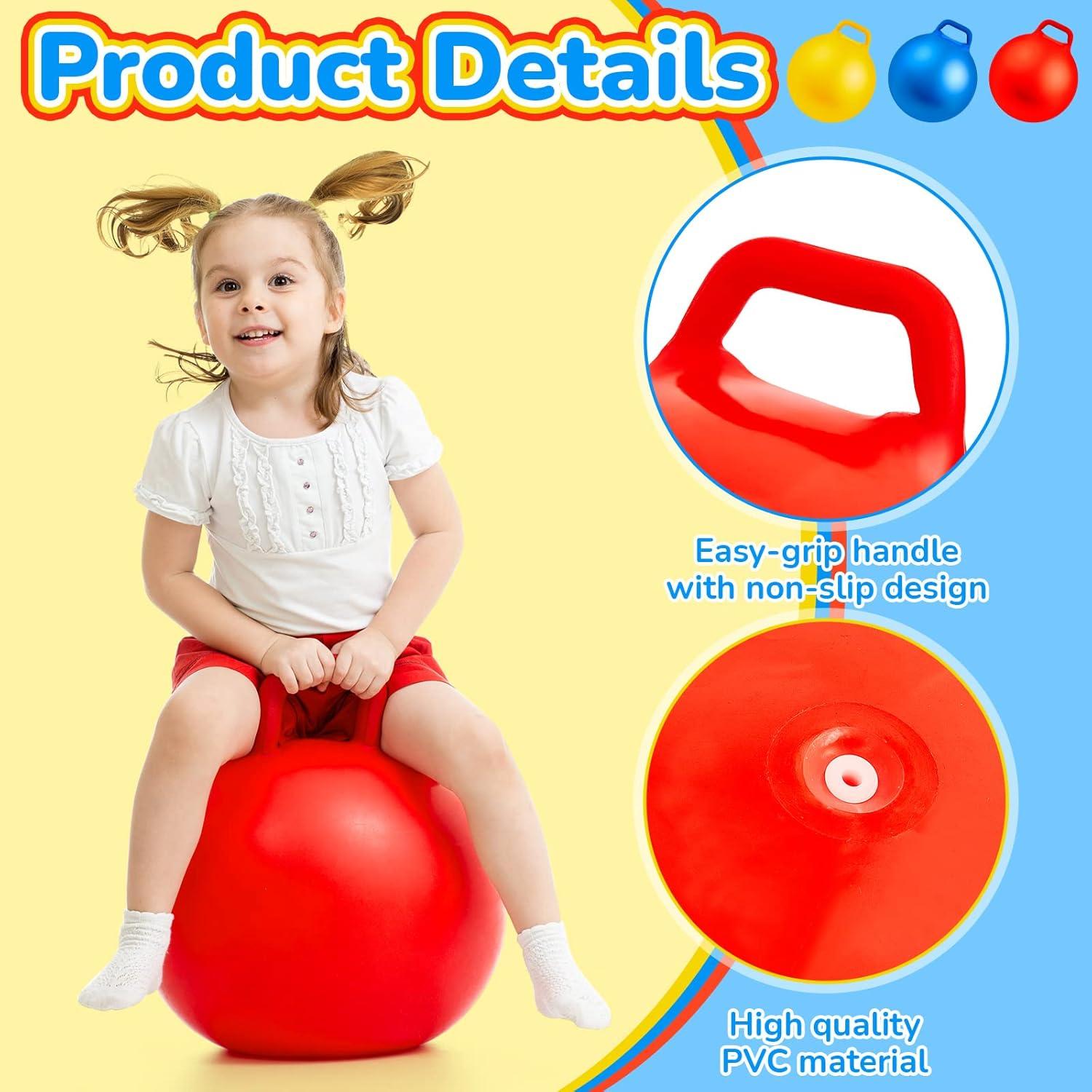 Bola Saltarina Inflable Lewtemi 45 cm con Mangos - 3 Pcs