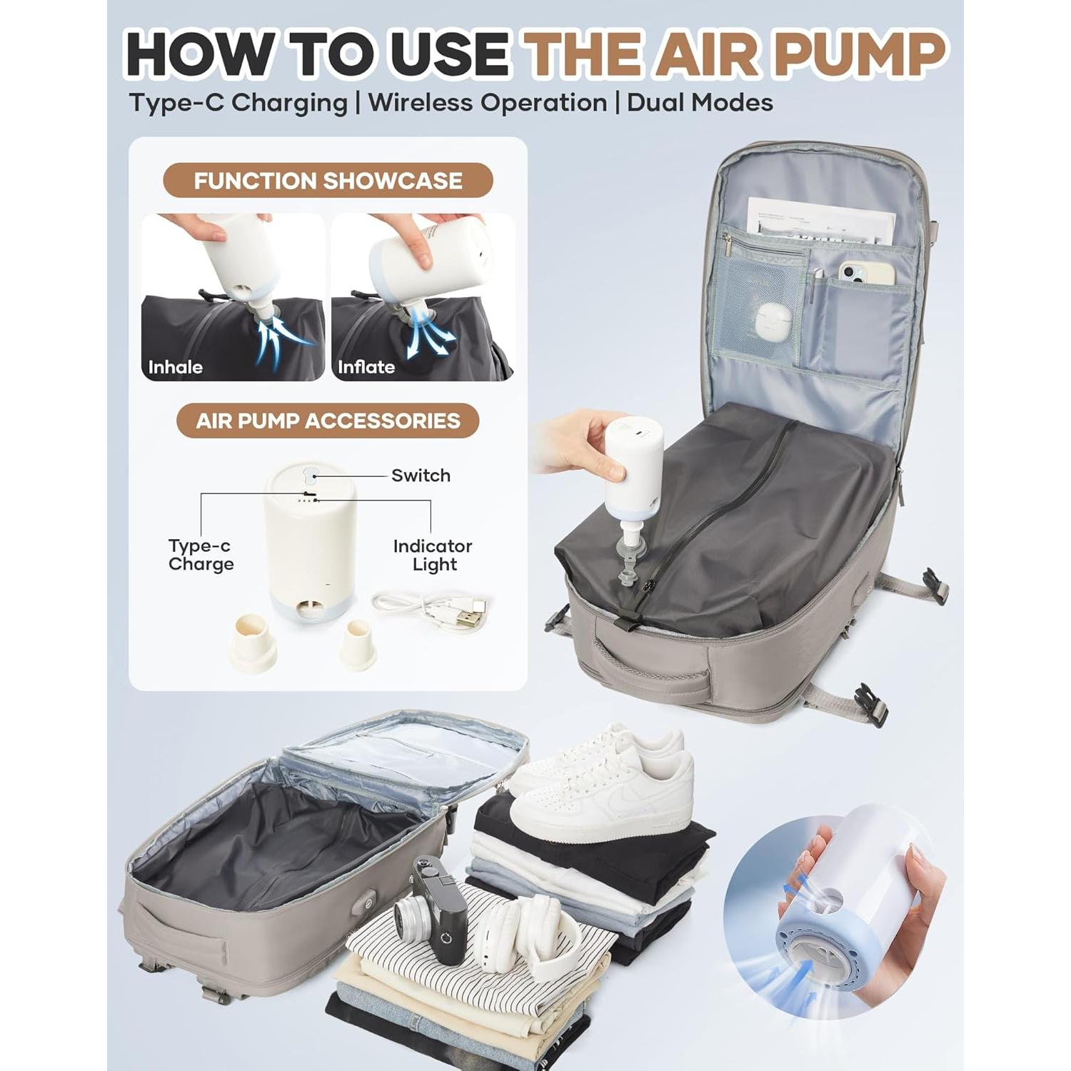 Mochila de Vacío UPPACK 31L con Puerto USB y Compartimentos