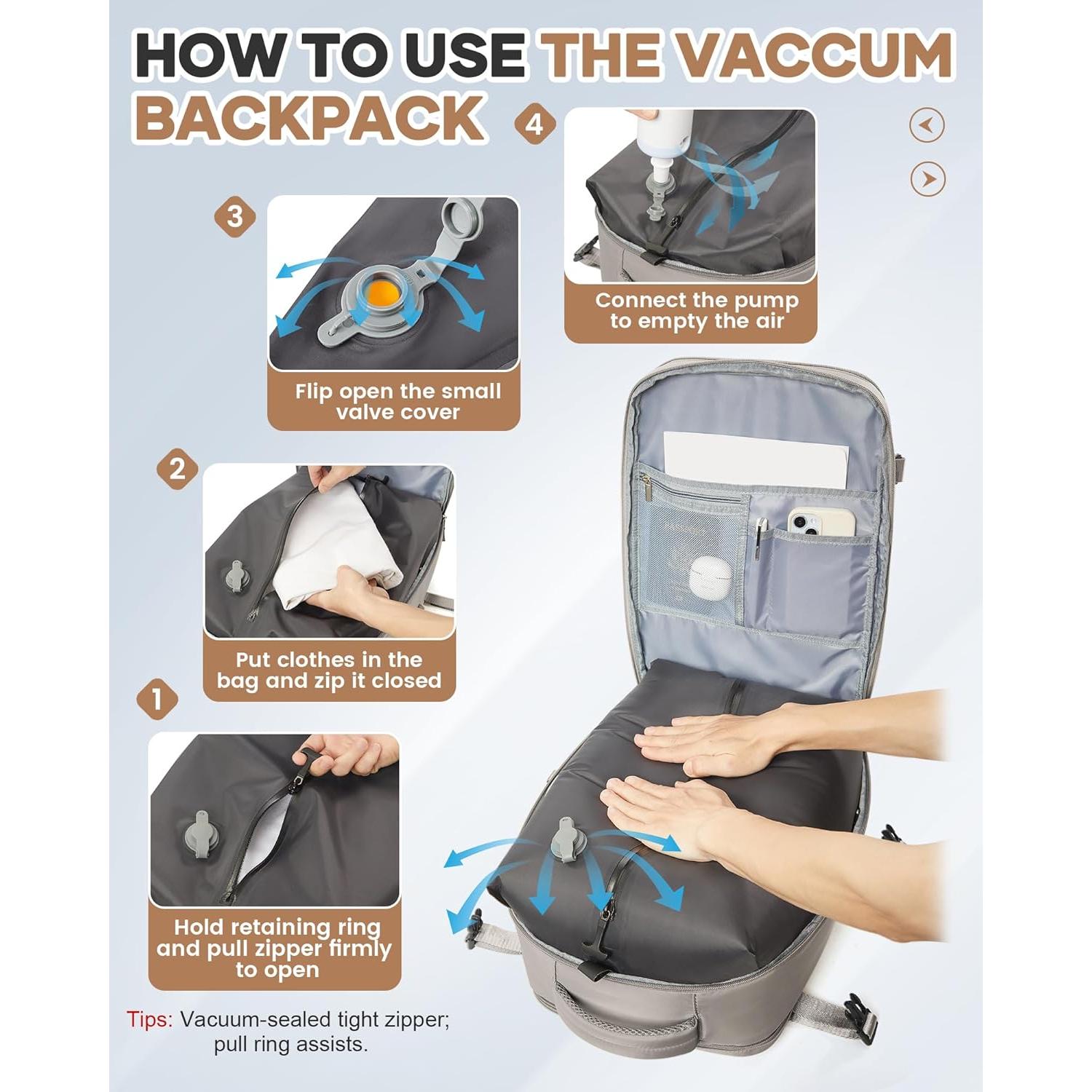 Mochila de Vacío UPPACK 31L con Puerto USB y Compartimentos