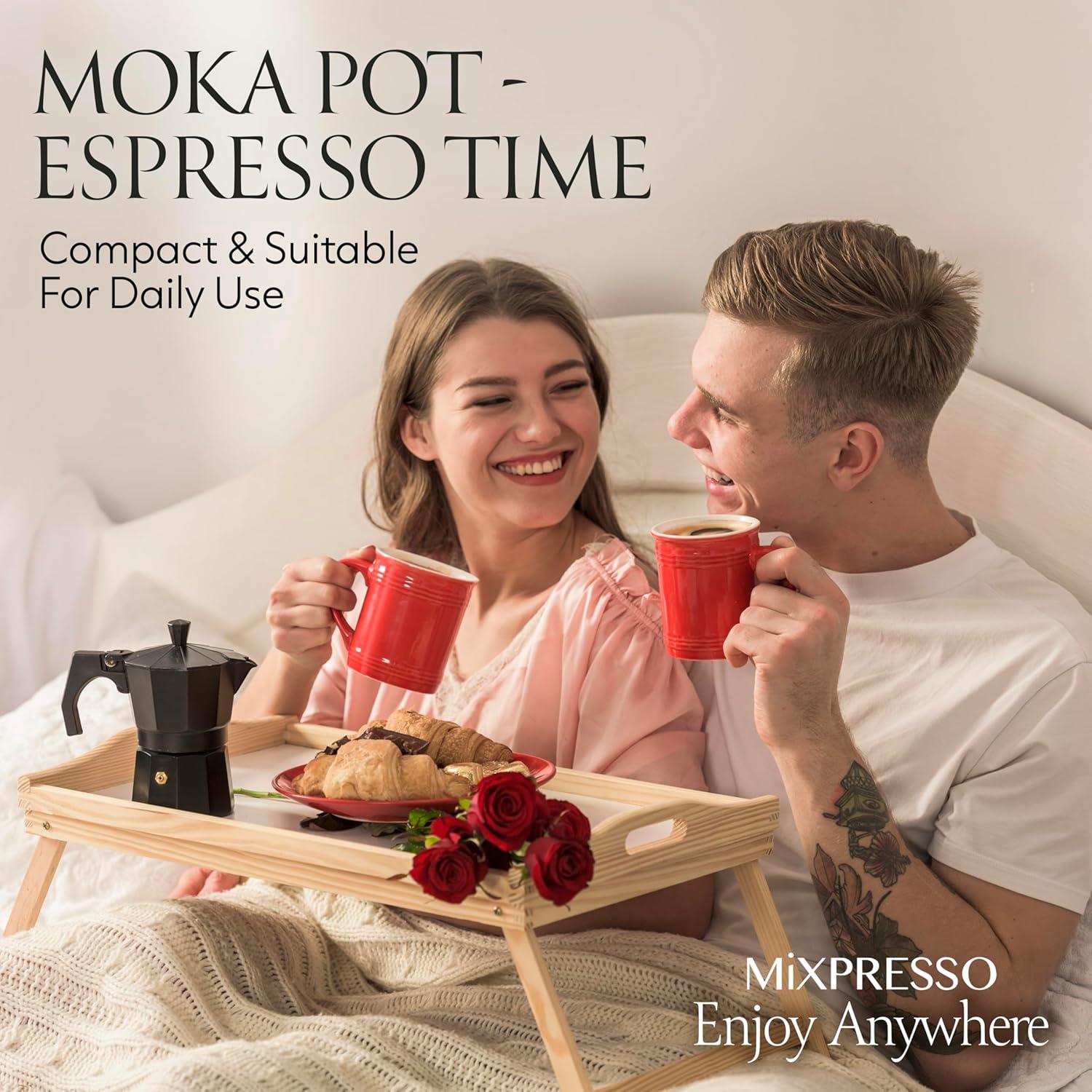 Cafetera Moka Mixpresso Negra 3 Tazas Espresso Manual