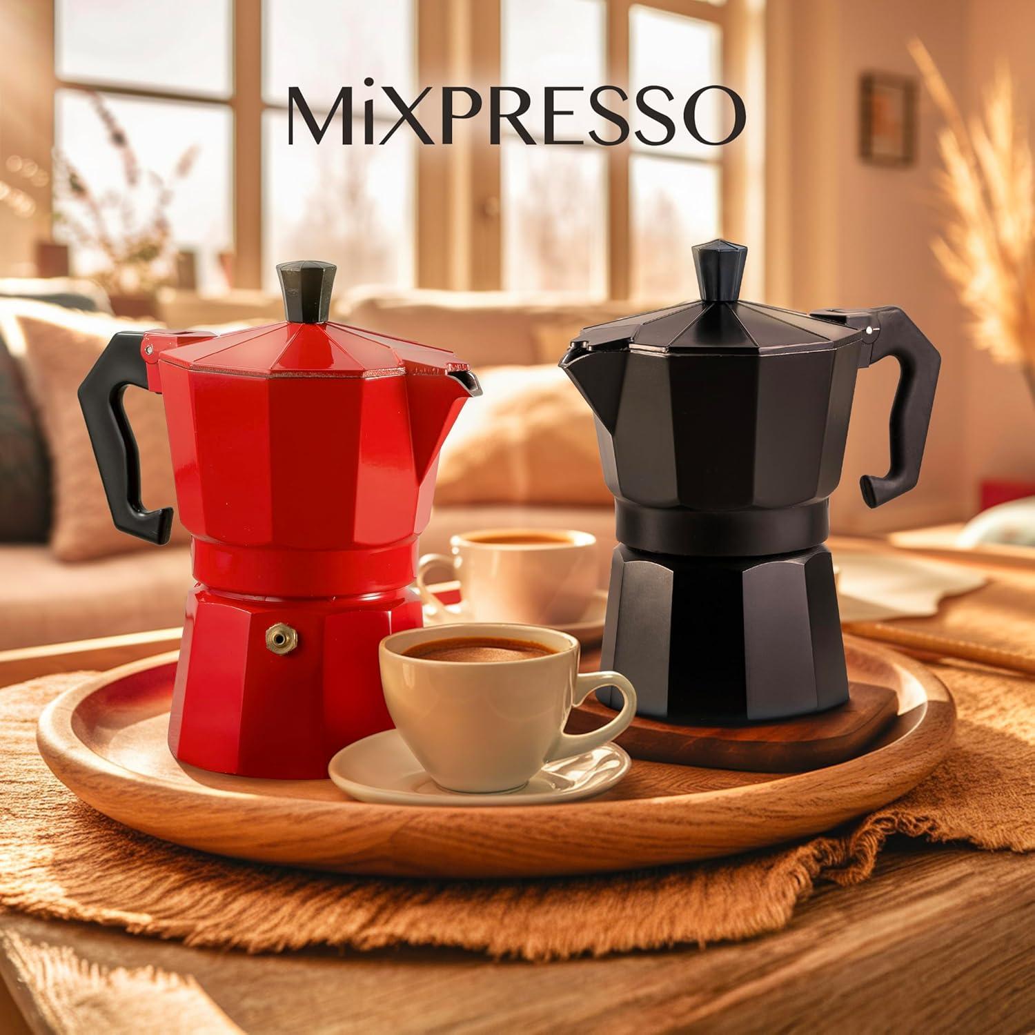 Cafetera Moka Mixpresso Negra 3 Tazas Espresso Manual