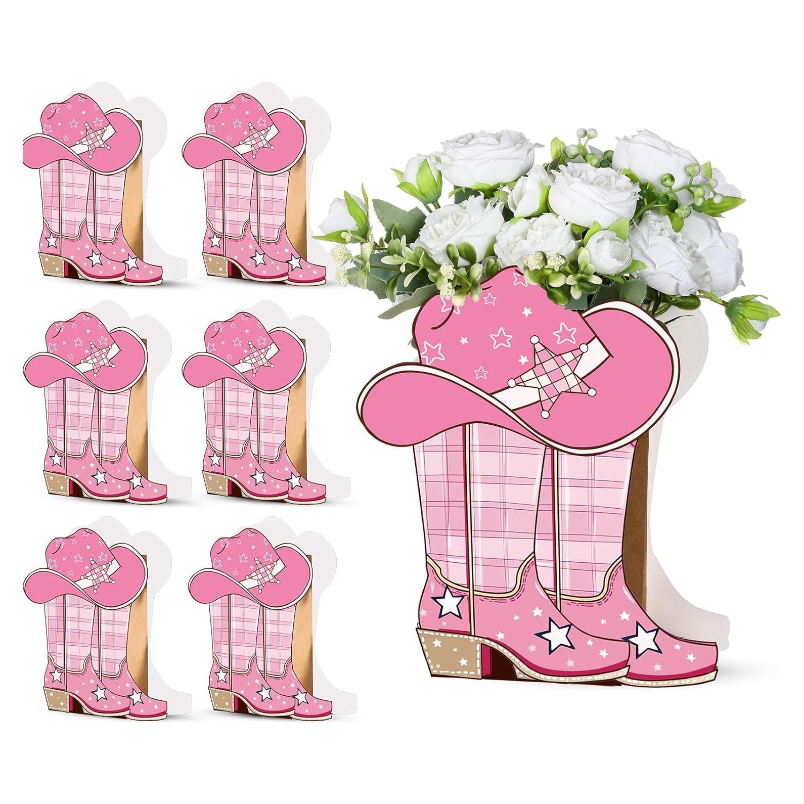 Domensi 8 Cajas Decorativas Vaqueras Rosa y Cuadros