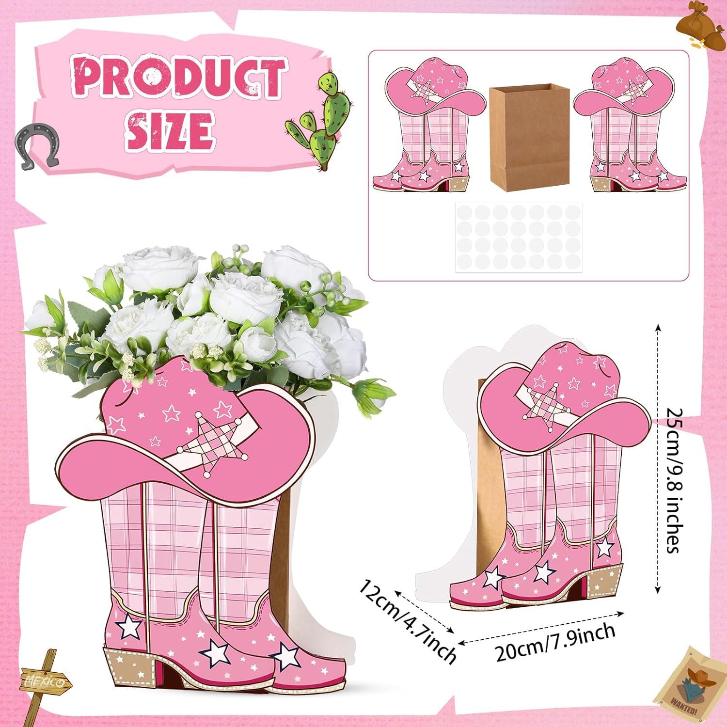 Domensi 8 Cajas Decorativas Vaqueras Rosa y Cuadros