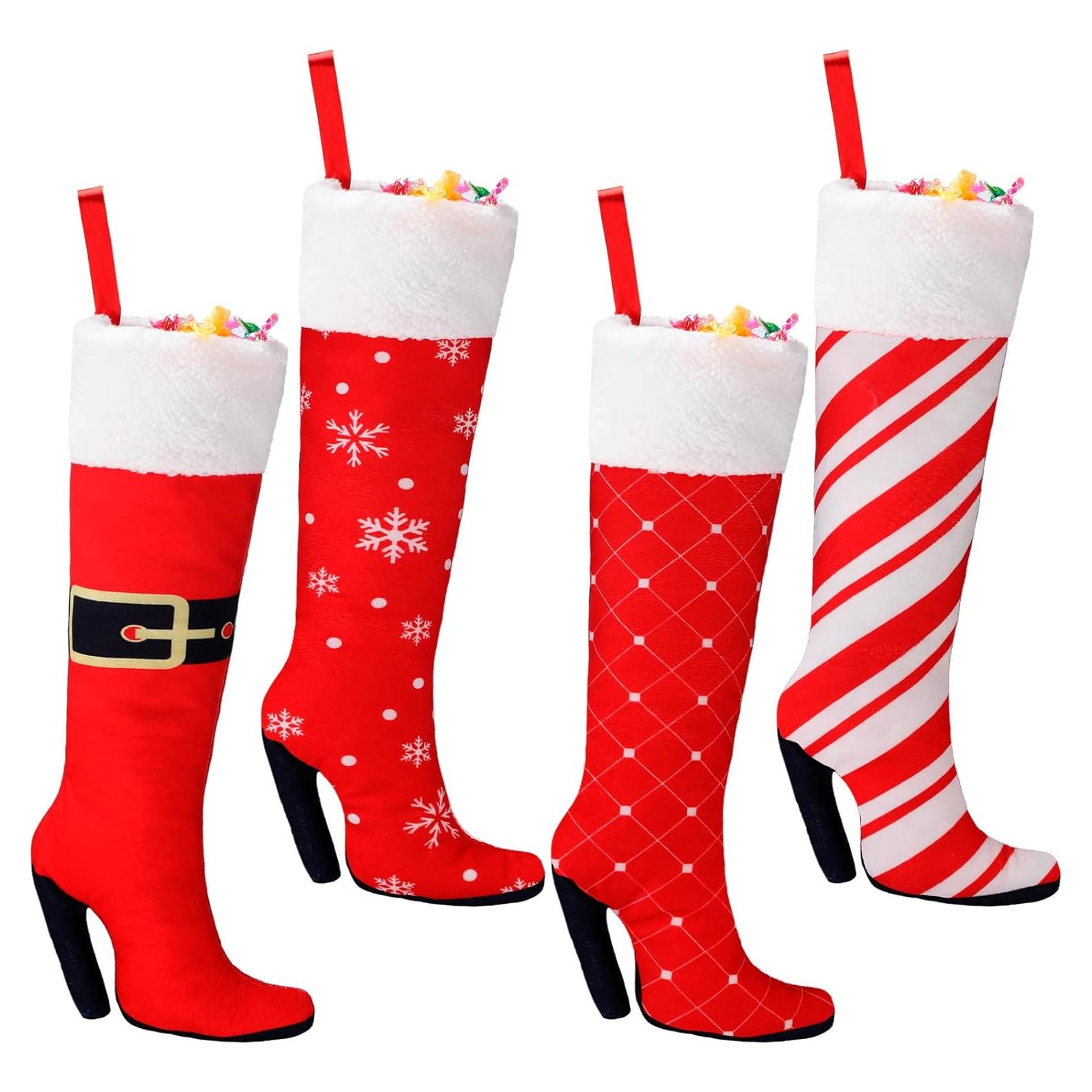 Suhine 4 Medias de Navidad Colgantes 40.64 cm Tacones Altos