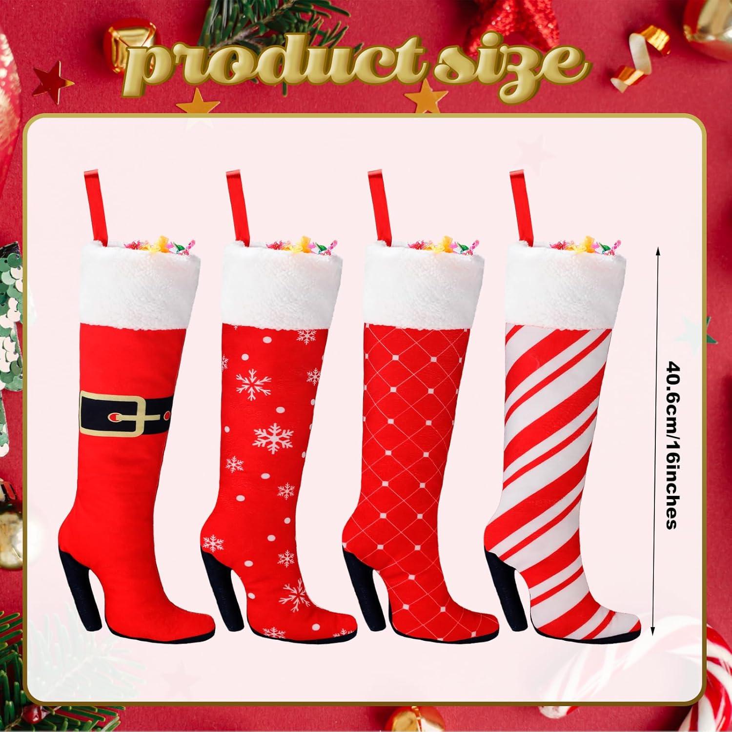 Suhine 4 Medias de Navidad Colgantes 40.64 cm Tacones Altos