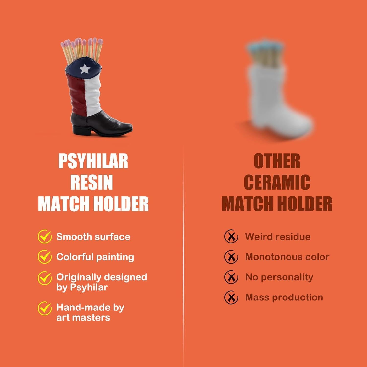 Soporte para fósforos bota vaquera Psyhilar 17x9cm decorativo