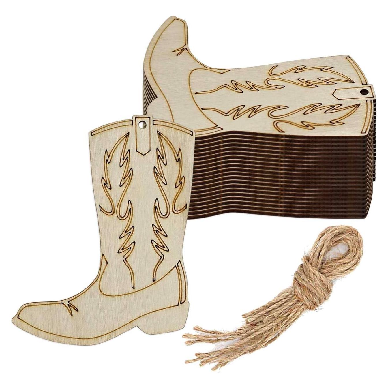 20 Recortes de Madera en Forma de Botas Creaides 10x8 cm