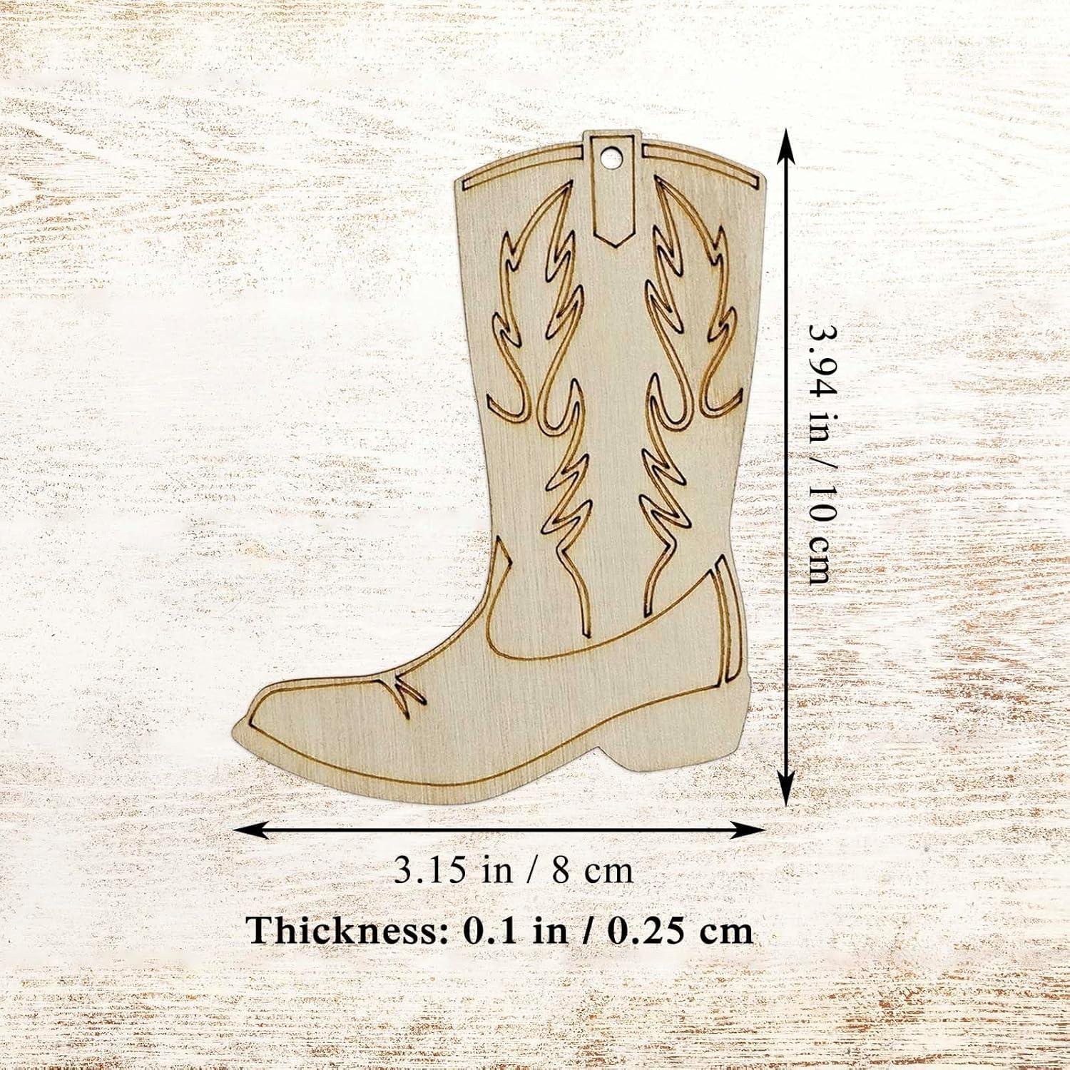 20 Recortes de Madera en Forma de Botas Creaides 10x8 cm