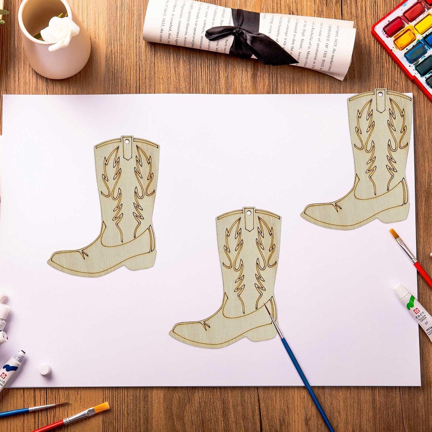 20 Recortes de Madera en Forma de Botas Creaides 10x8 cm