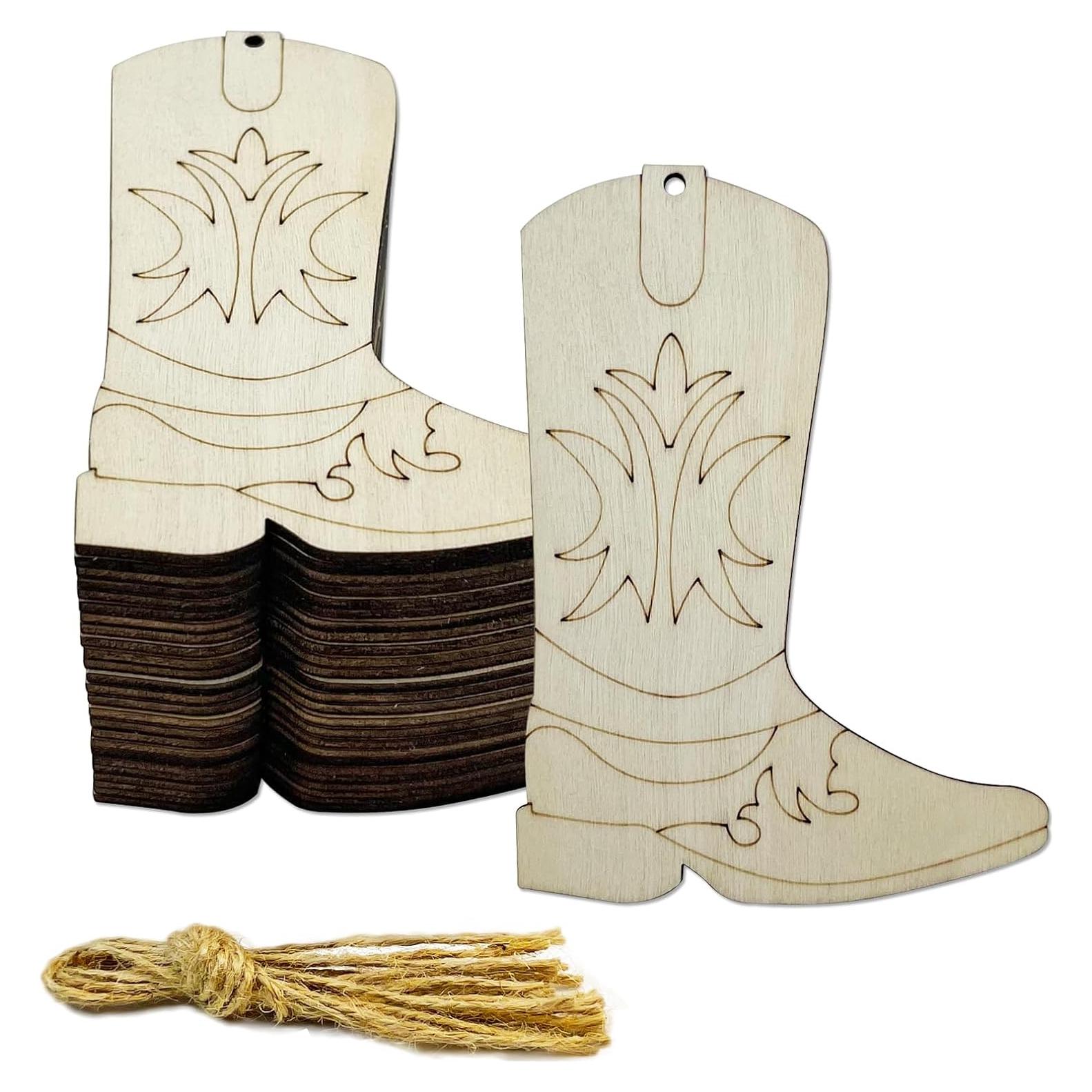 30 Cortes de Madera Botas de Vaquero Sin Terminar JEKEJIAJIU