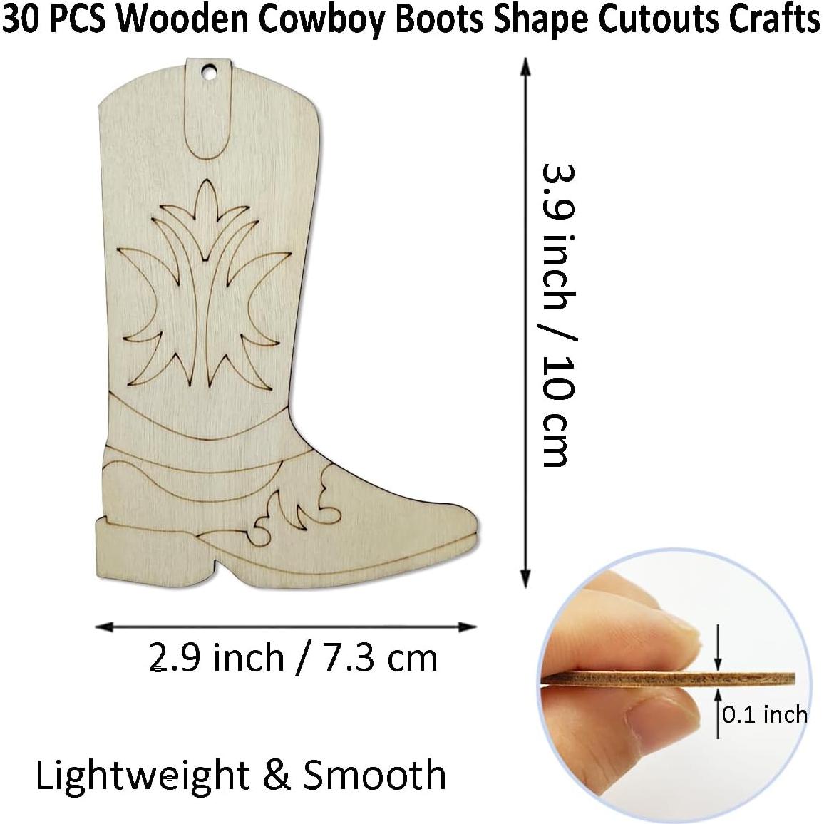 30 Cortes de Madera Botas de Vaquero Sin Terminar JEKEJIAJIU