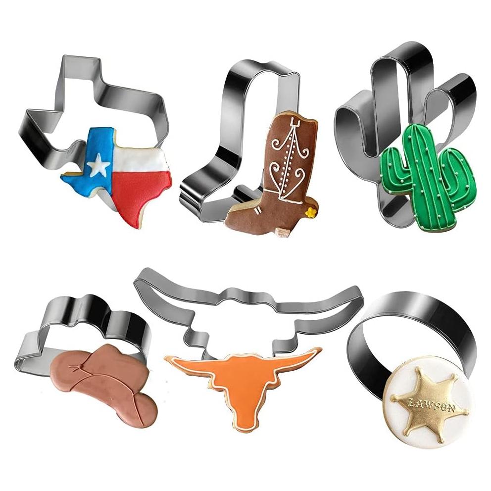 Juego de 6 Cortadores de Galletas Vaquero Aoerfes - Acero Inoxidable