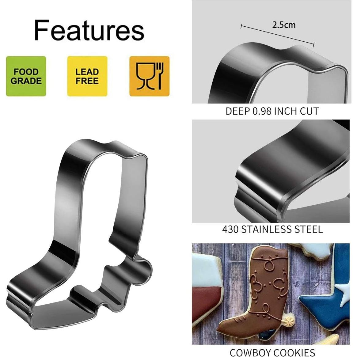 Juego de 6 Cortadores de Galletas Vaquero Aoerfes - Acero Inoxidable