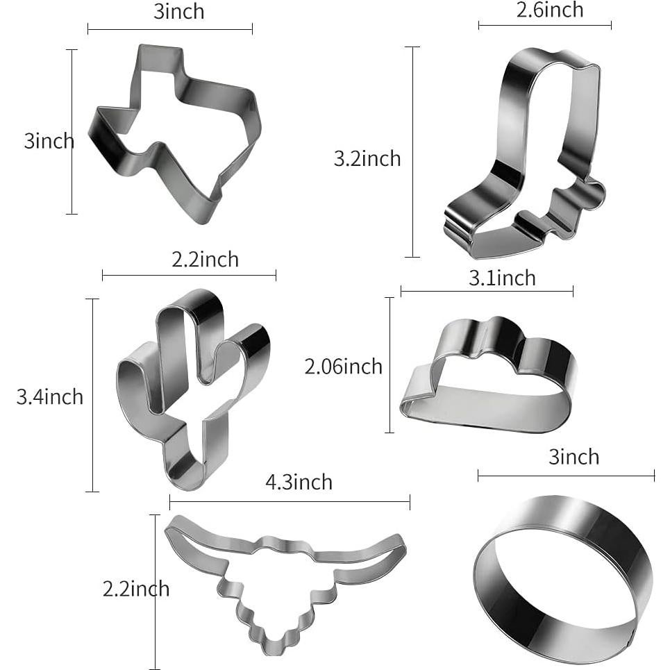 Juego de 6 Cortadores de Galletas Vaquero Aoerfes - Acero Inoxidable