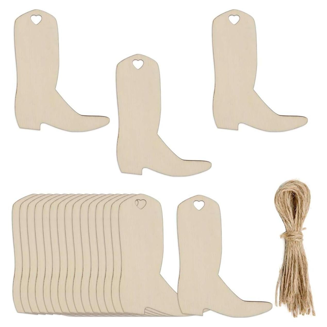 20 Recortes de Botas de Vaquero de Madera JANOU 10x7.1 cm