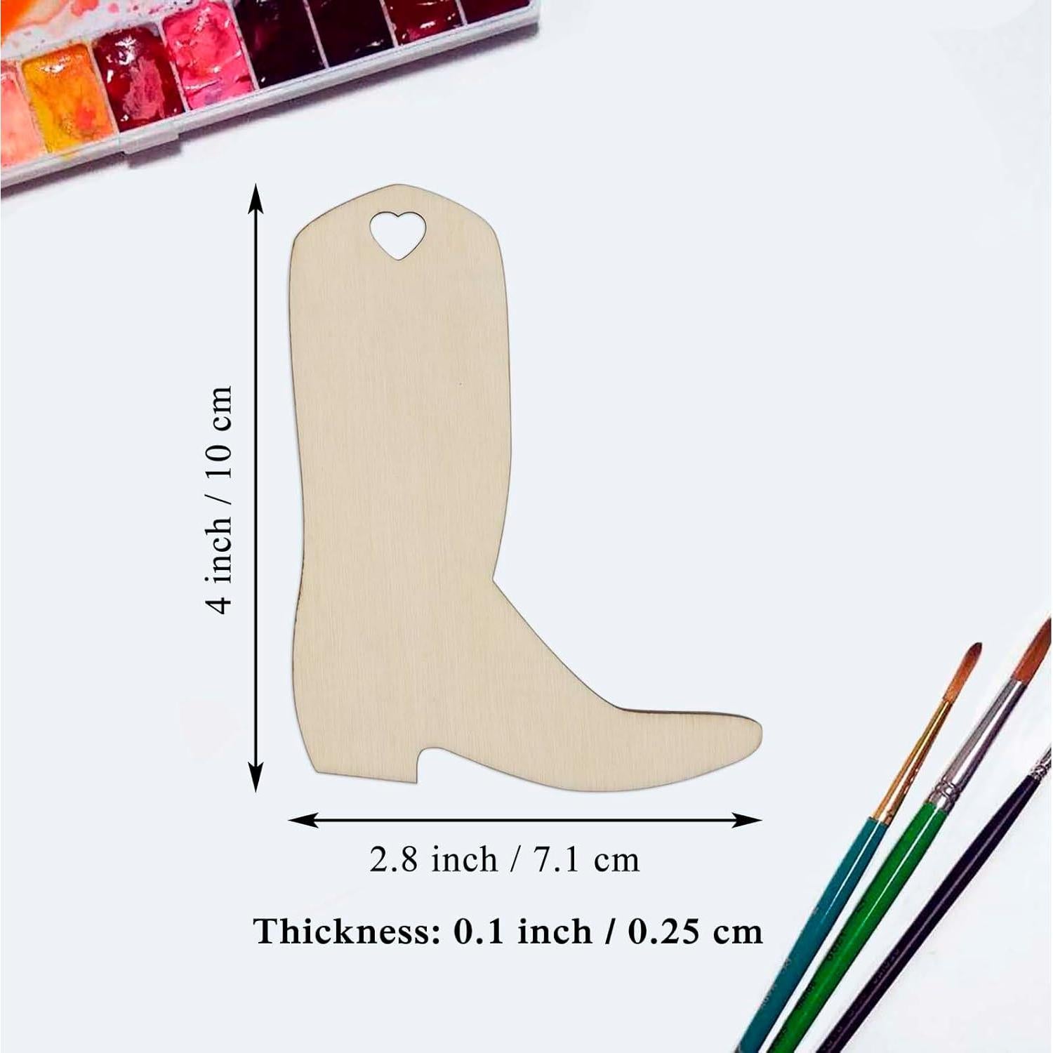 20 Recortes de Botas de Vaquero de Madera JANOU 10x7.1 cm