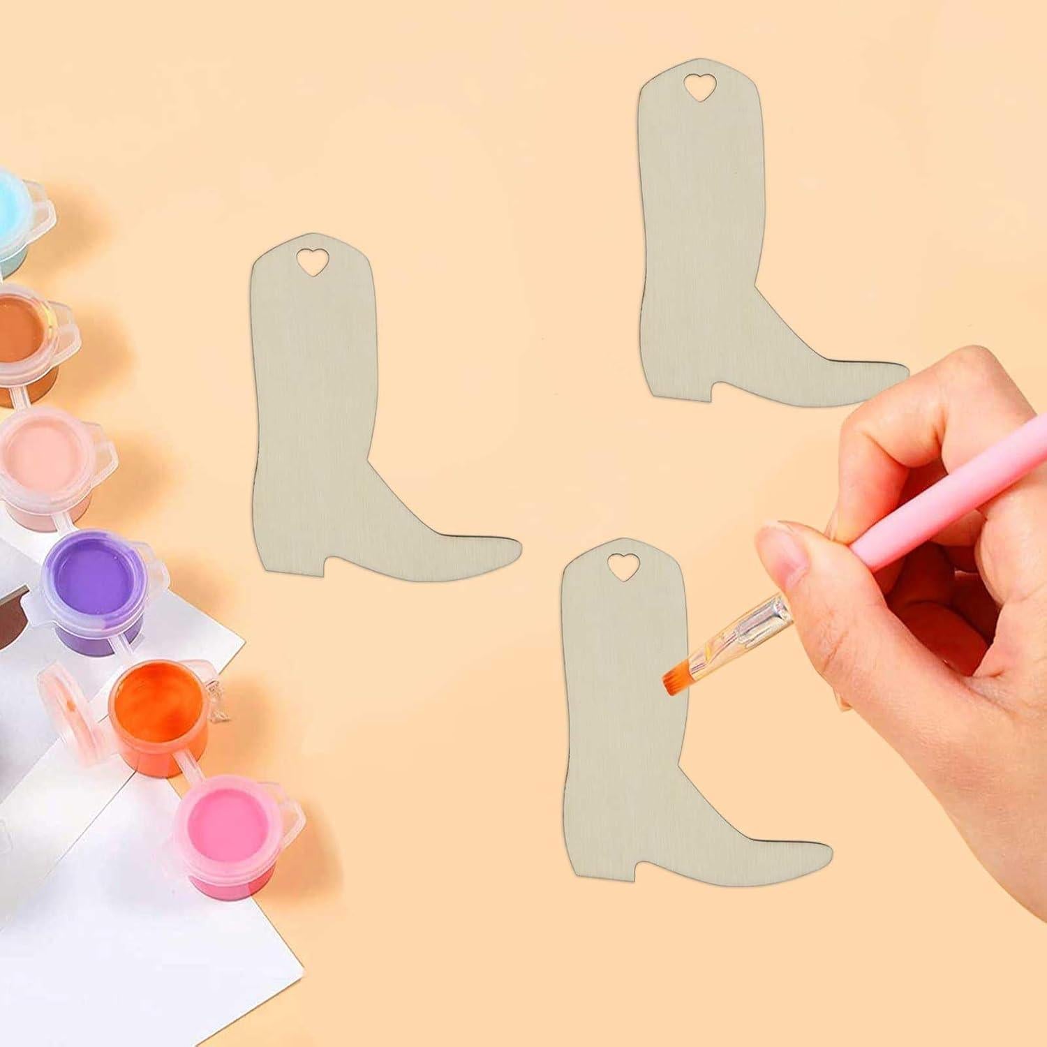 20 Recortes de Botas de Vaquero de Madera JANOU 10x7.1 cm