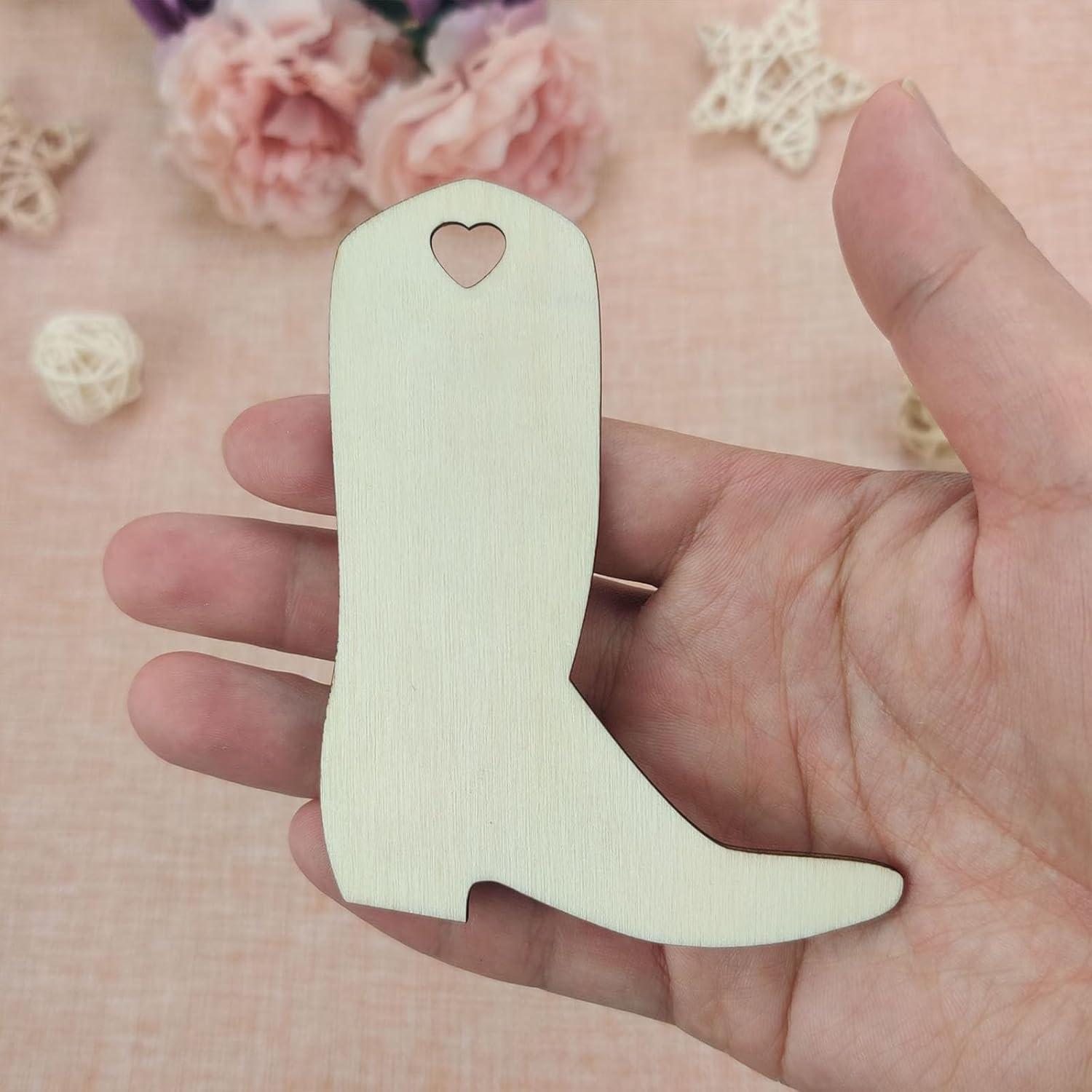 20 Recortes de Botas de Vaquero de Madera JANOU 10x7.1 cm