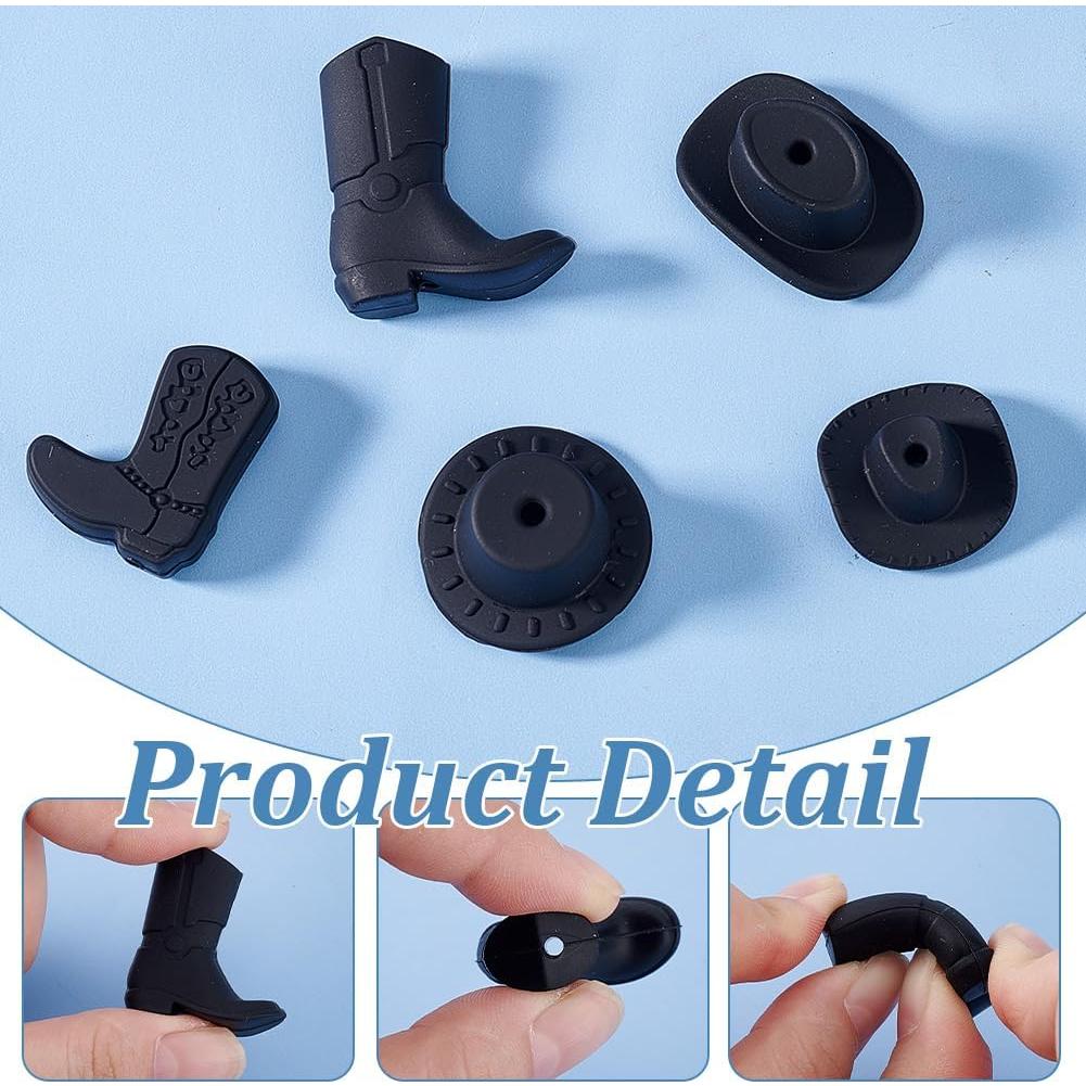 Perlas de Silicona arricraft 26 Pcs Botas y Sombreros Negros