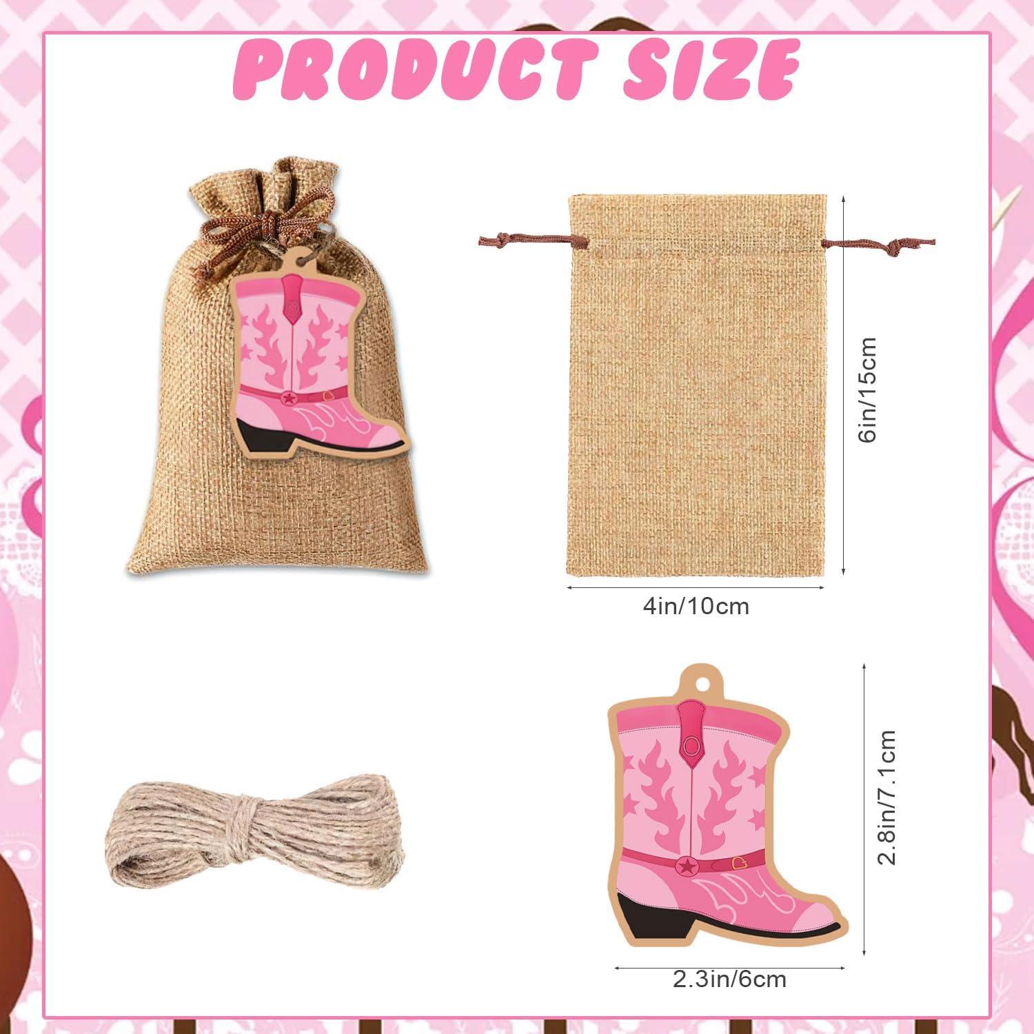 48 Bolsas de Yute con Etiquetas Bota SUNDIDIY 10x14cm