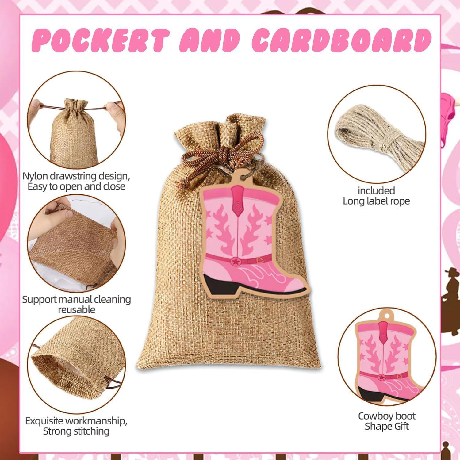 48 Bolsas de Yute con Etiquetas Bota SUNDIDIY 10x14cm