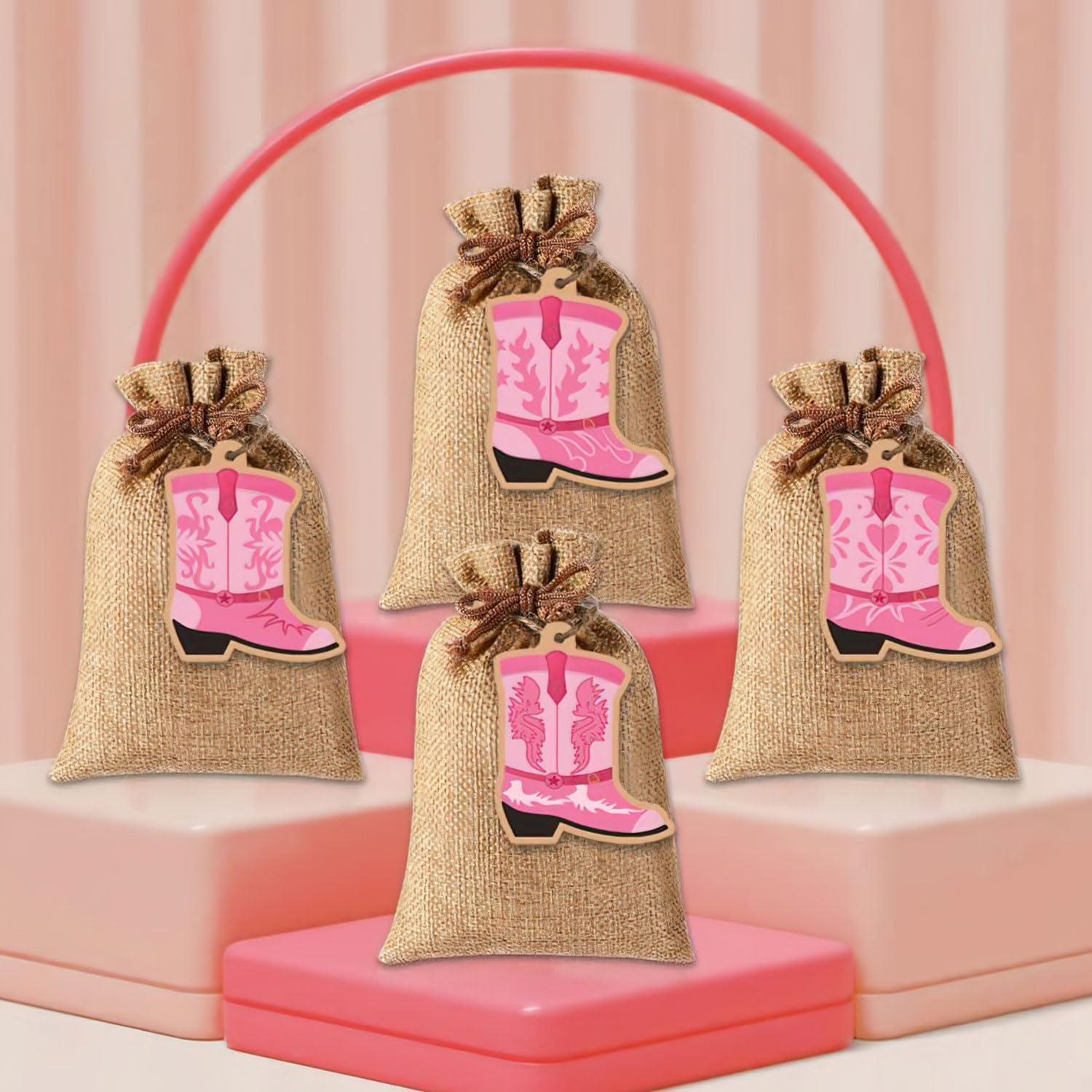 48 Bolsas de Yute con Etiquetas Bota SUNDIDIY 10x14cm