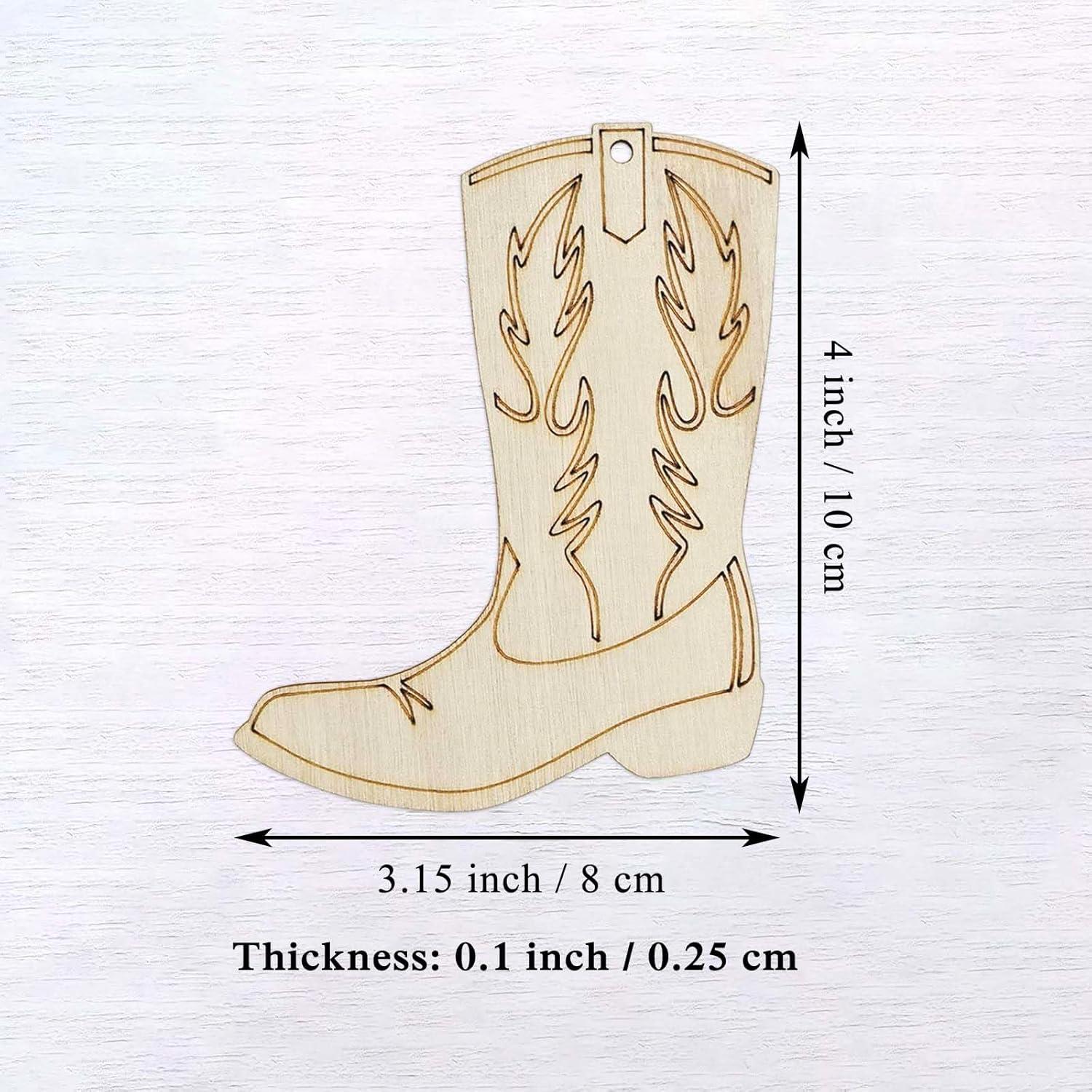 20 Piezas Botas de Vaquero de Madera para Manualidades DIY 10x8 cm