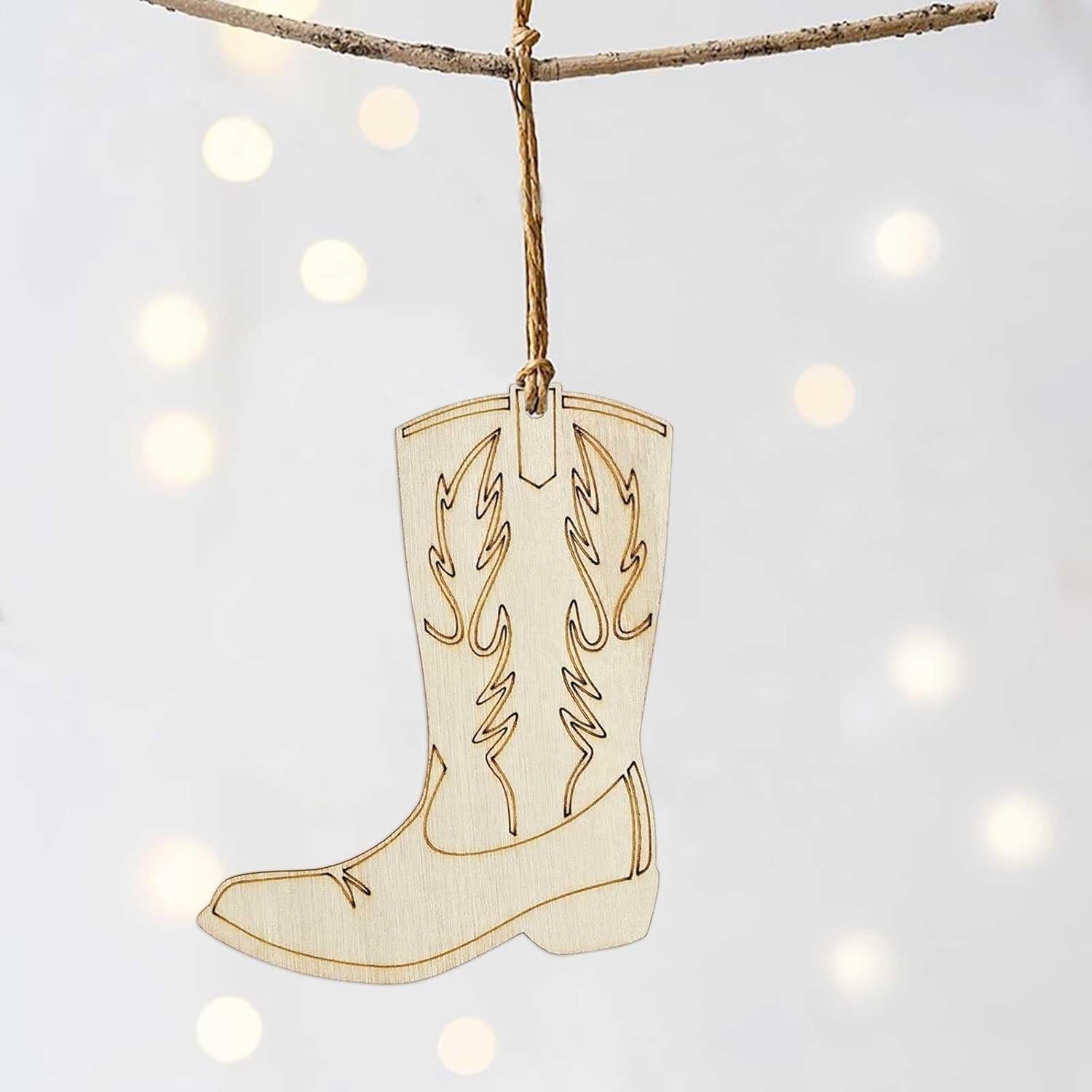 20 Piezas Botas de Vaquero de Madera para Manualidades DIY 10x8 cm