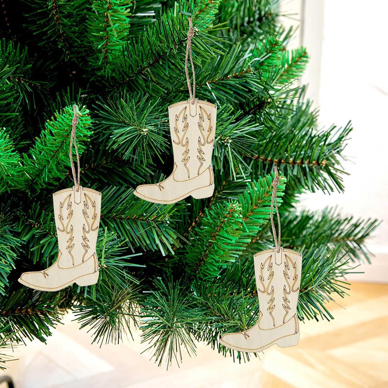 20 Piezas Botas de Vaquero de Madera para Manualidades DIY 10x8 cm