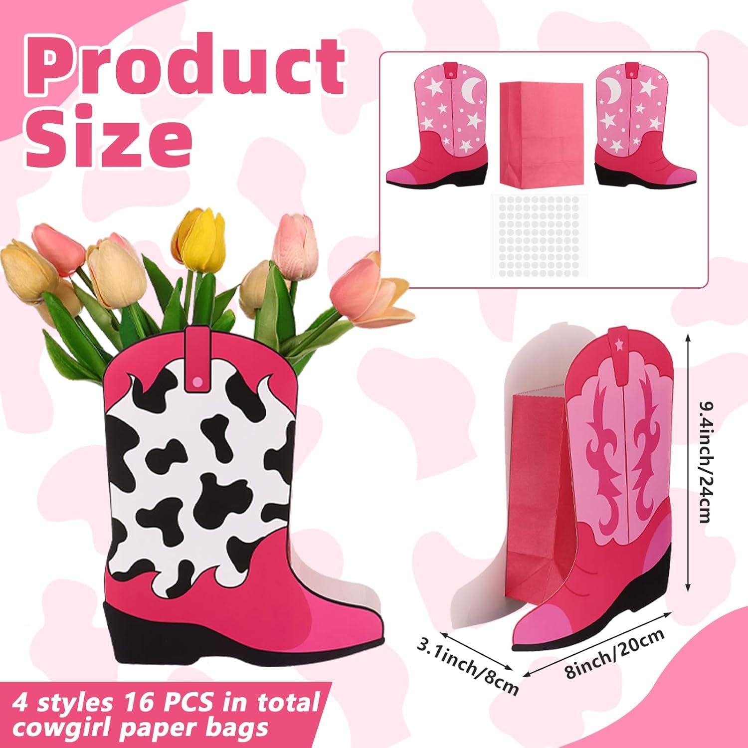 16 Cajas de Regalo en Forma de Botas de Vaquero Rosa Eshylala