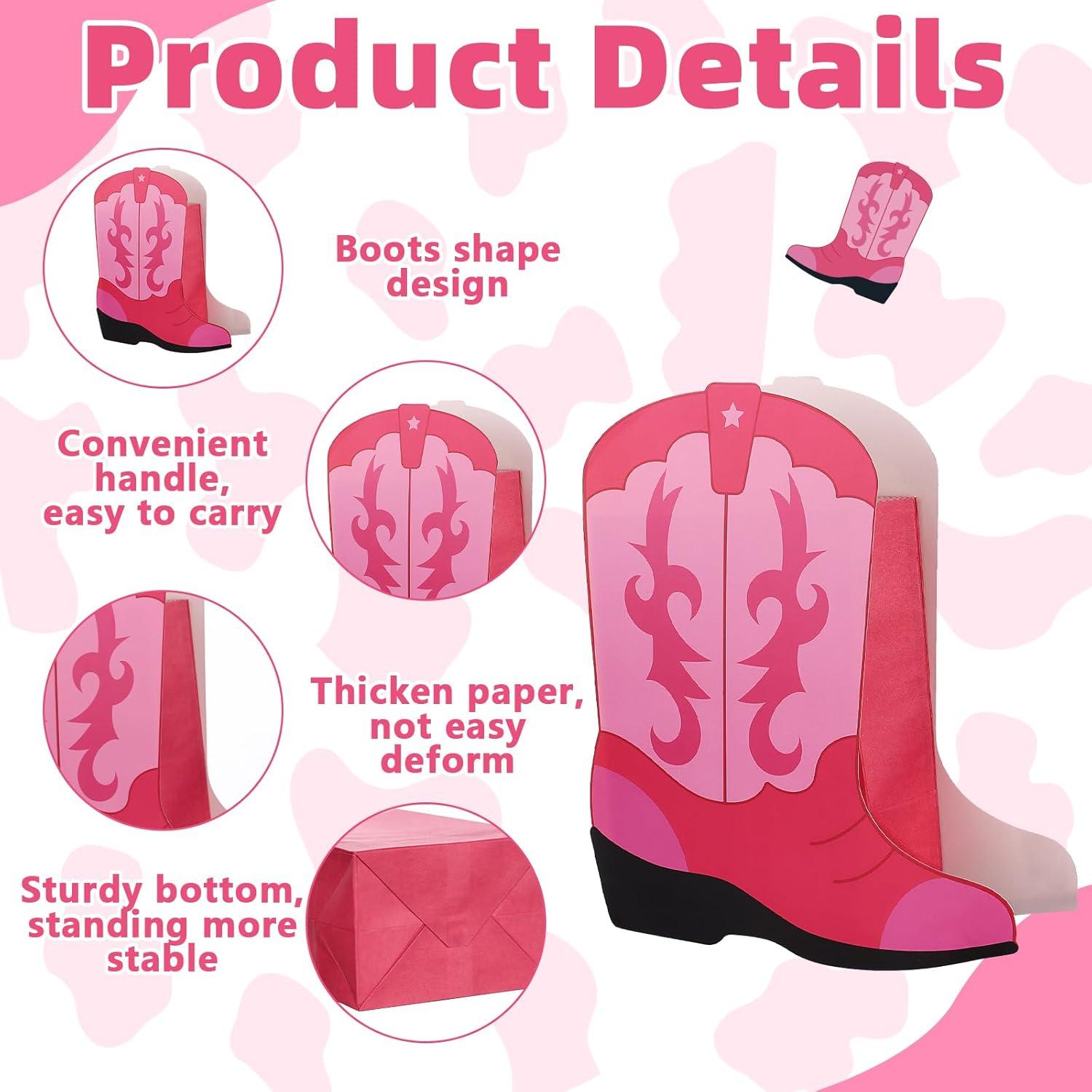 16 Cajas de Regalo en Forma de Botas de Vaquero Rosa Eshylala